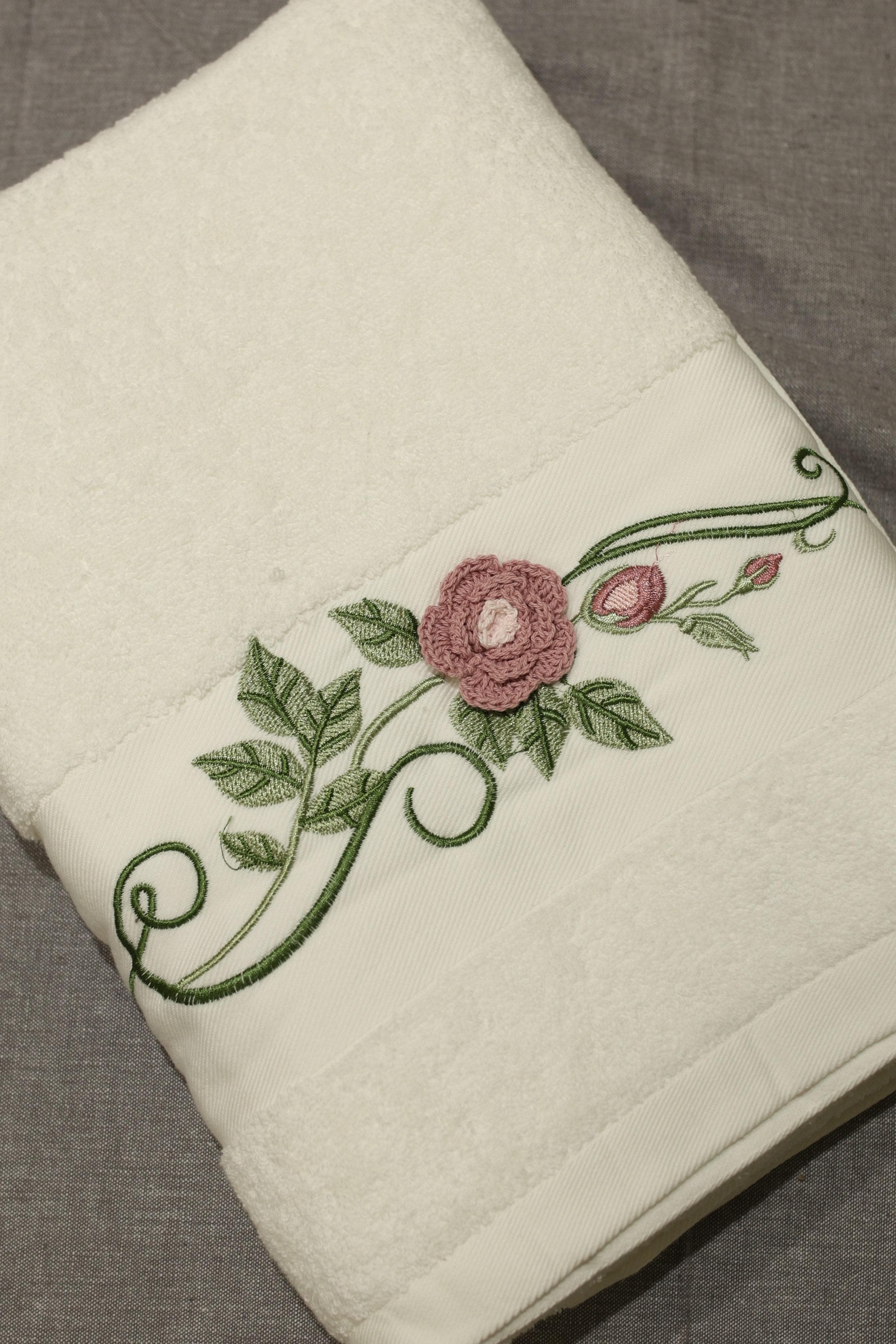 Premium Floral Embroidery  Bath Towel – Pastel