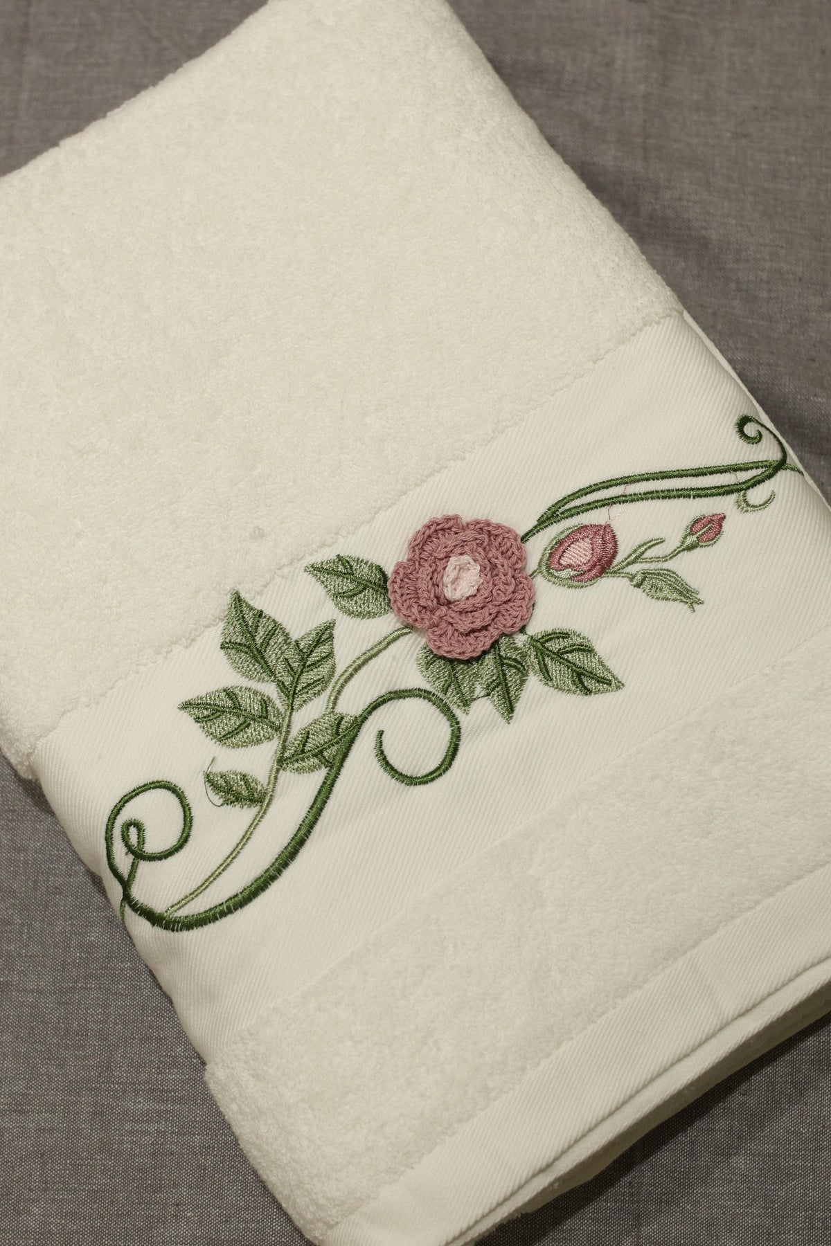 Premium Floral Embroidery  Bath Towel – Pastel