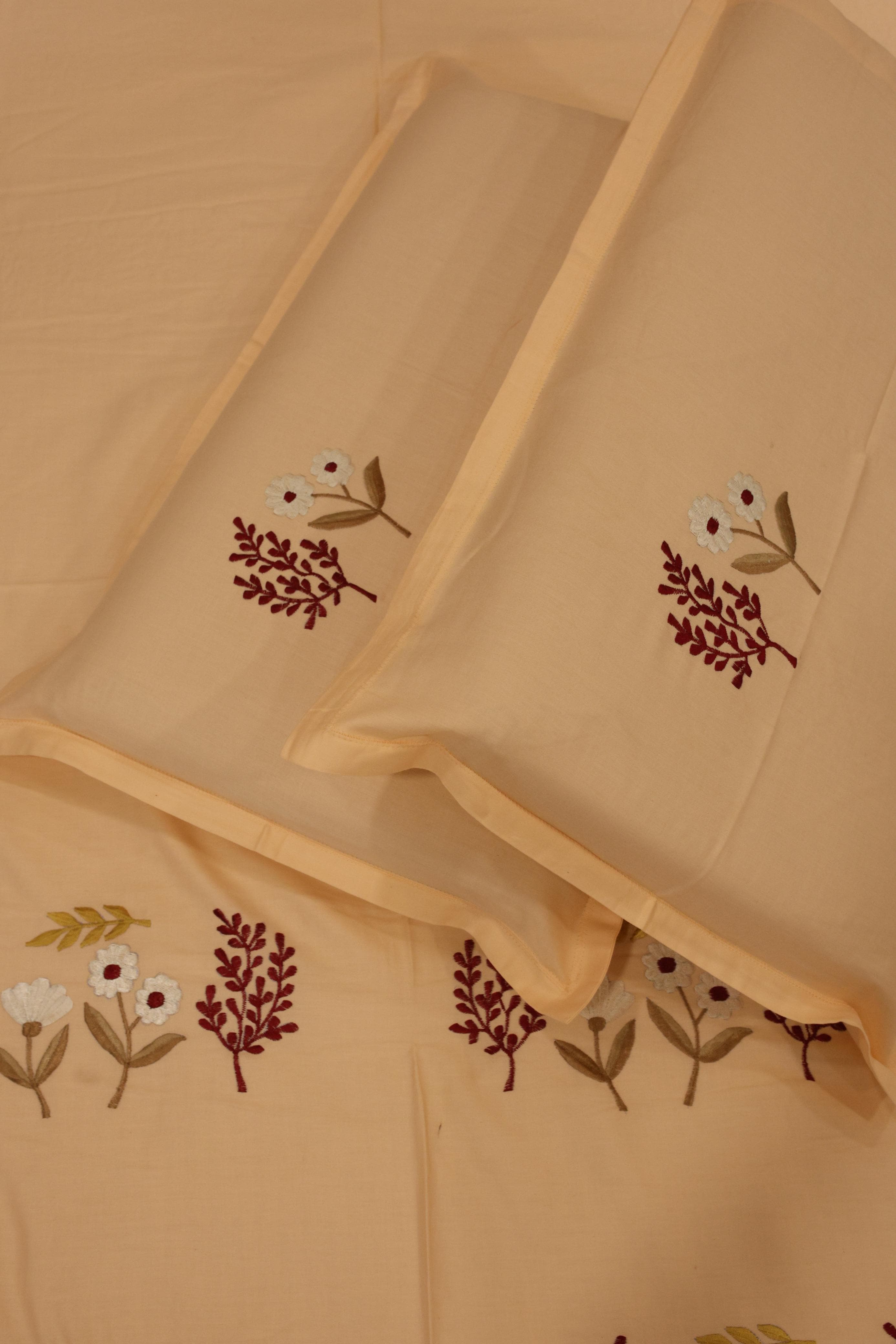 King Size Premium Machine Embroidery Bedsheet Set with 2 Pillow Covers (108x108")