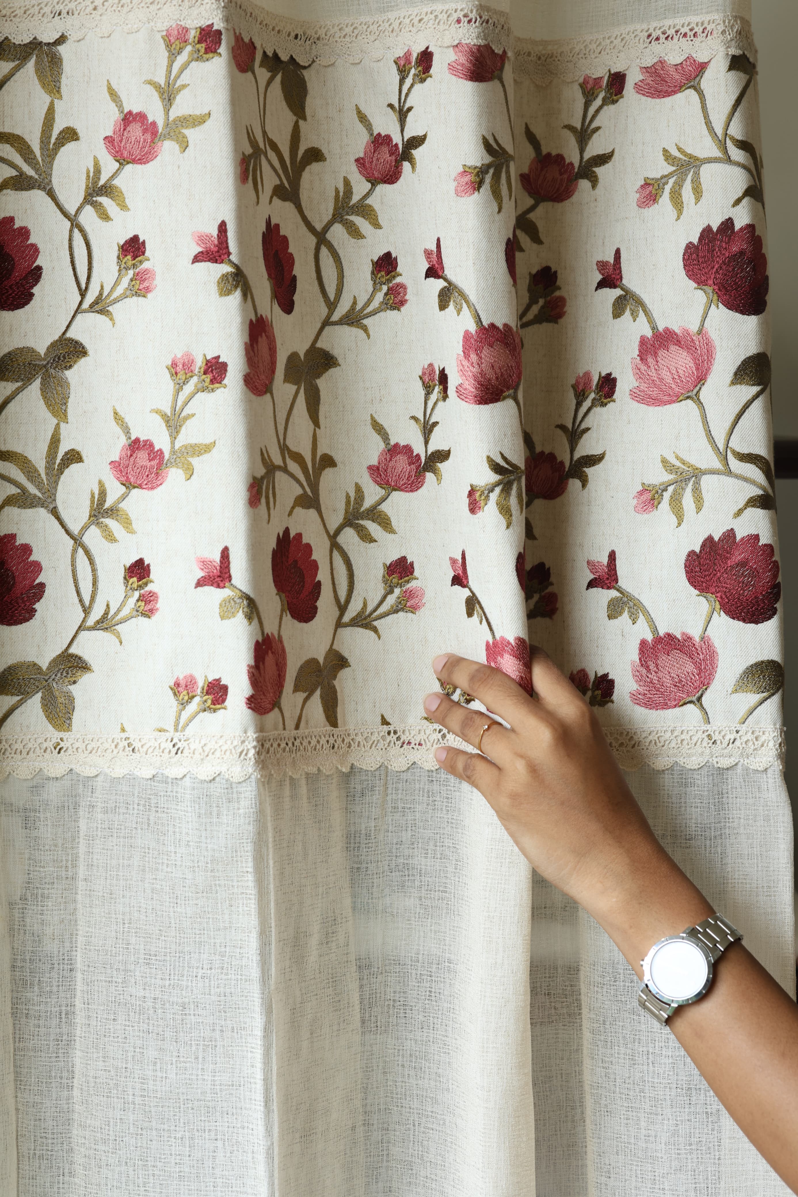 Premium Embroidery Sheer Curtain - Busan