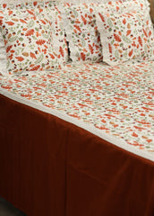Bedsheets - Premium king floral printed lace bedsheet with cushion covers rose bud