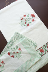 Bedsheets - King percale cotton handblock soft lily  bedsheets
