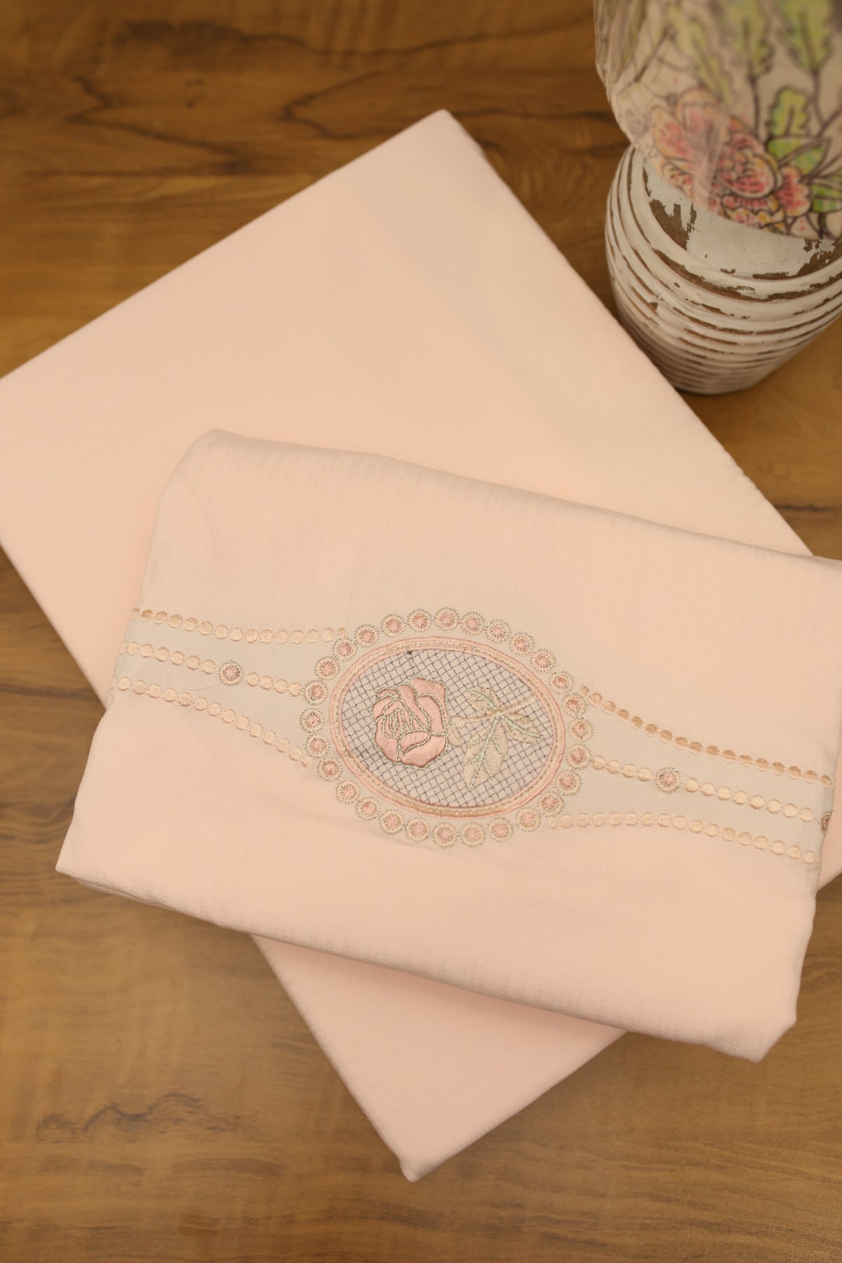 Bedsheets - Queen Premium Embroidery Bedsheet – Blush Rose Solid