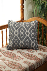 Charcoal Grey Geometric Tufted Cushion Cover