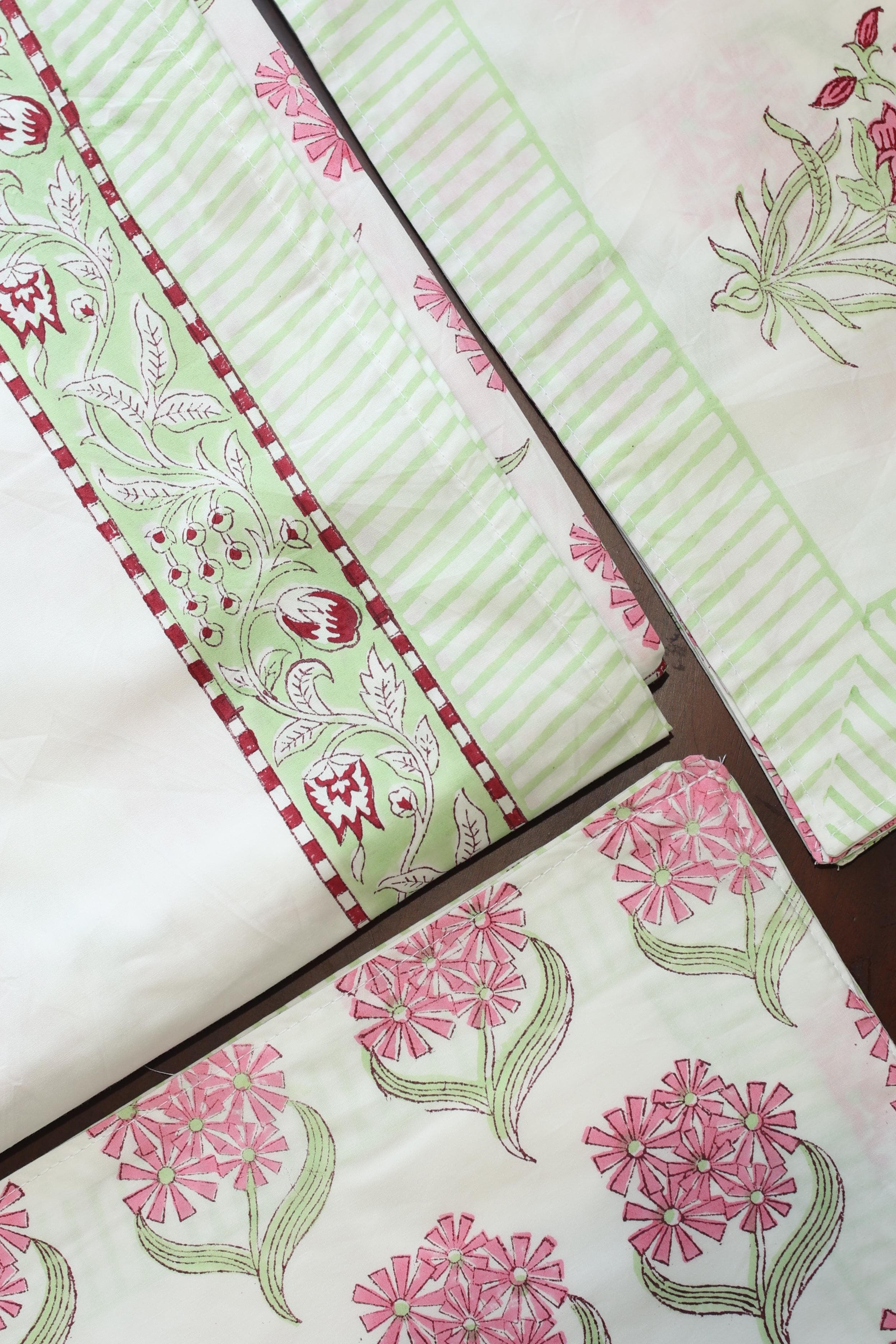 Bedsheets - King Percale cotton handblock print bedsheets