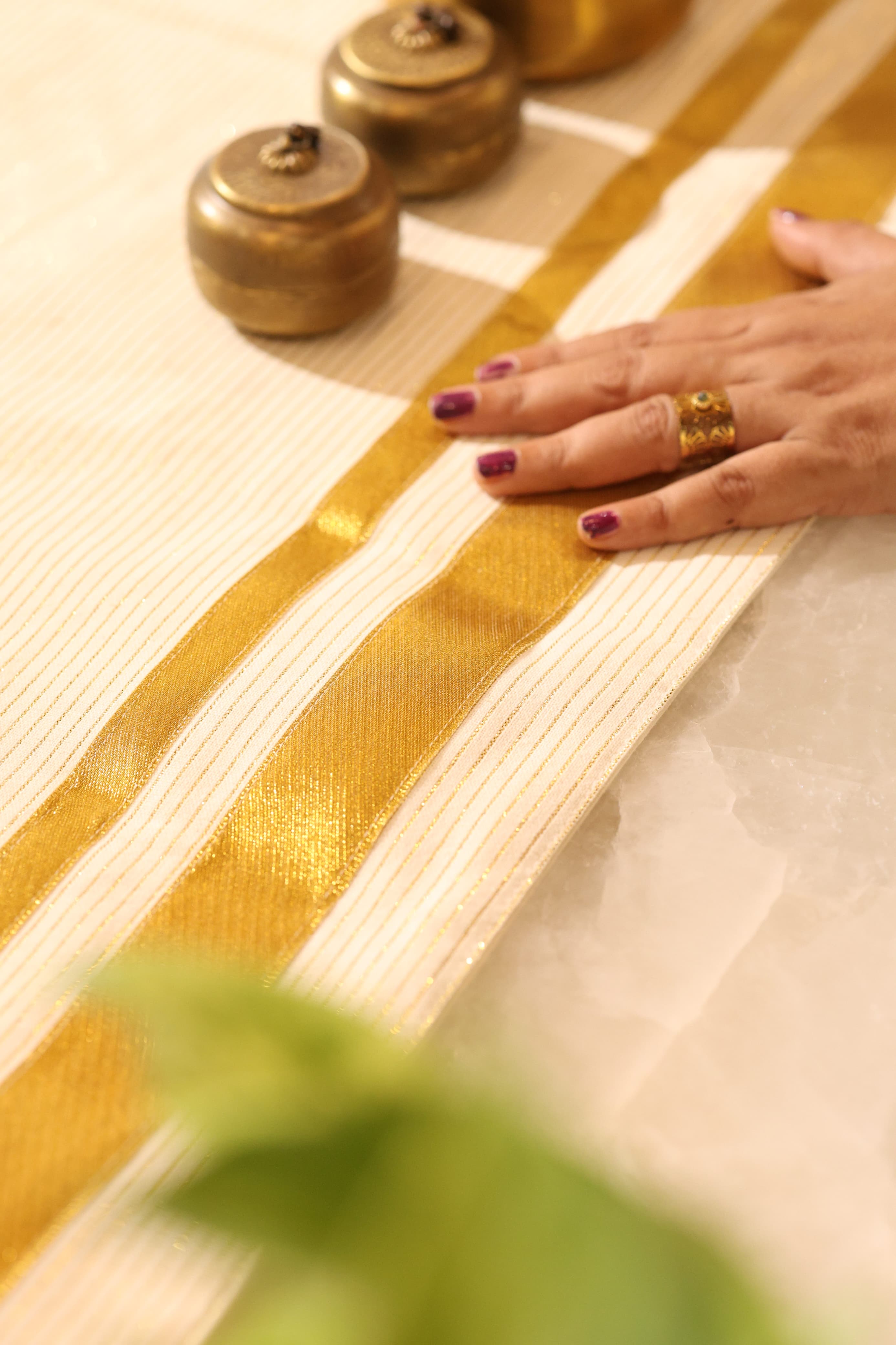 Onam Striped Table Runner - 6 seater