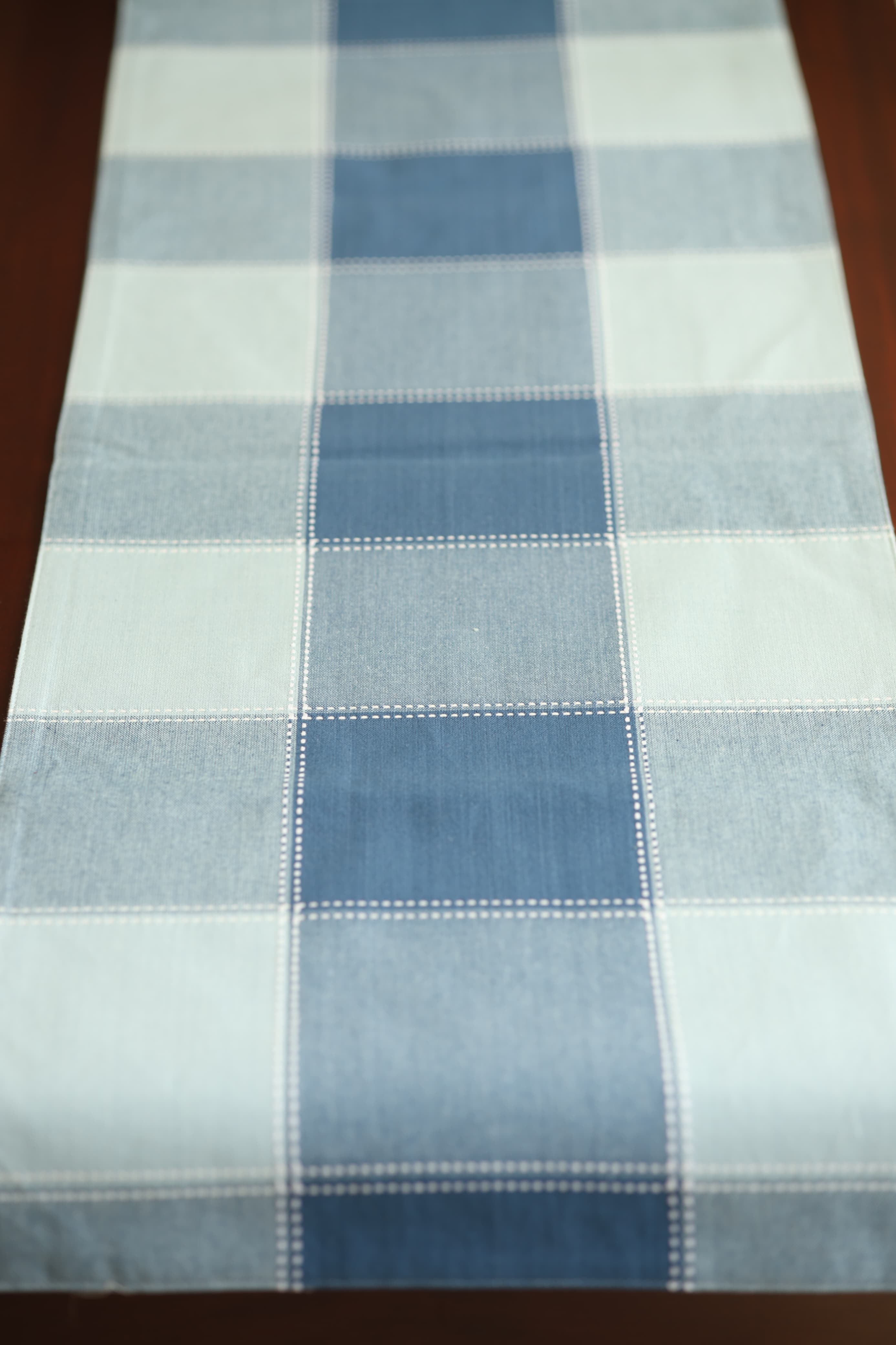Checks Table runners - Cotton Runners,colour: sky blue