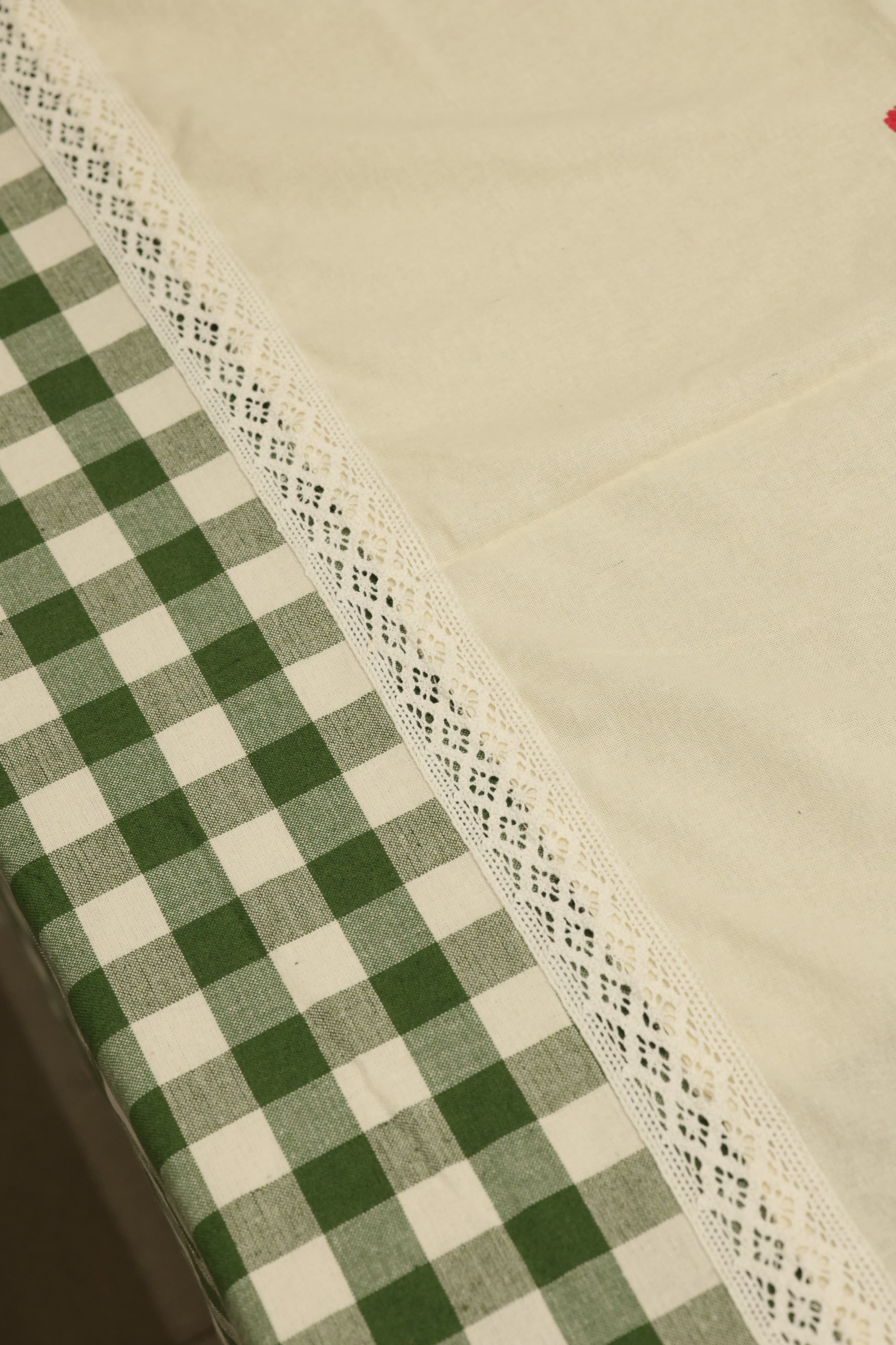 Table cloths - 8 Seater cross stitch embroidery  green check