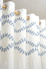 Curtains-Premium embroidery designer curtains(bottom plain fabric not stripe)