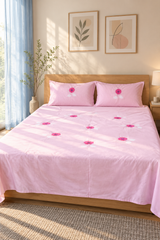 Queen Size Premium Machine Embroidery Bedsheet Set with 2 Pillow Covers (90x100)