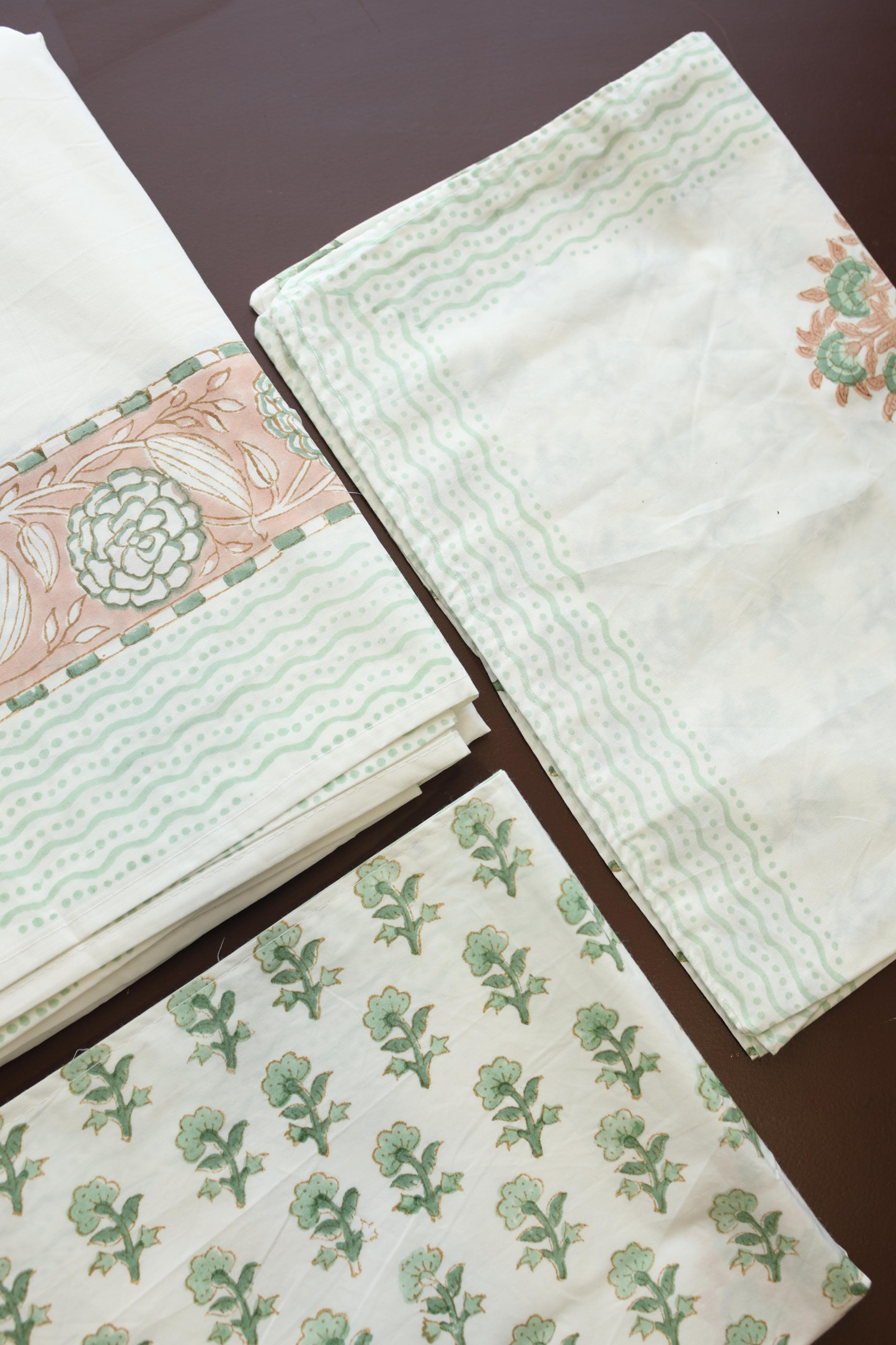 Bedsheets - King percale cotton handblock soft lily  bedsheets