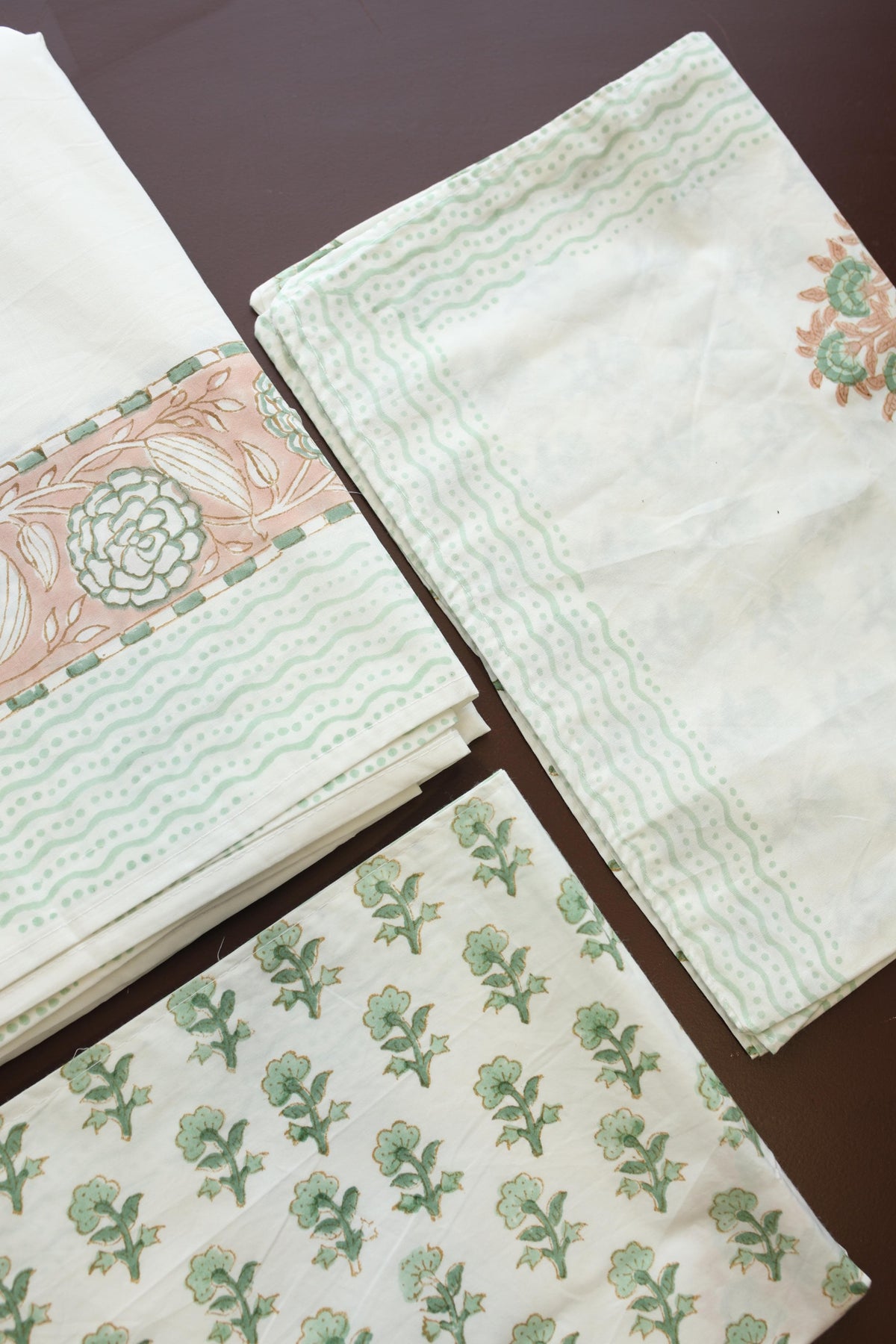 Bedsheets - King percale cotton handblock soft lily  bedsheets