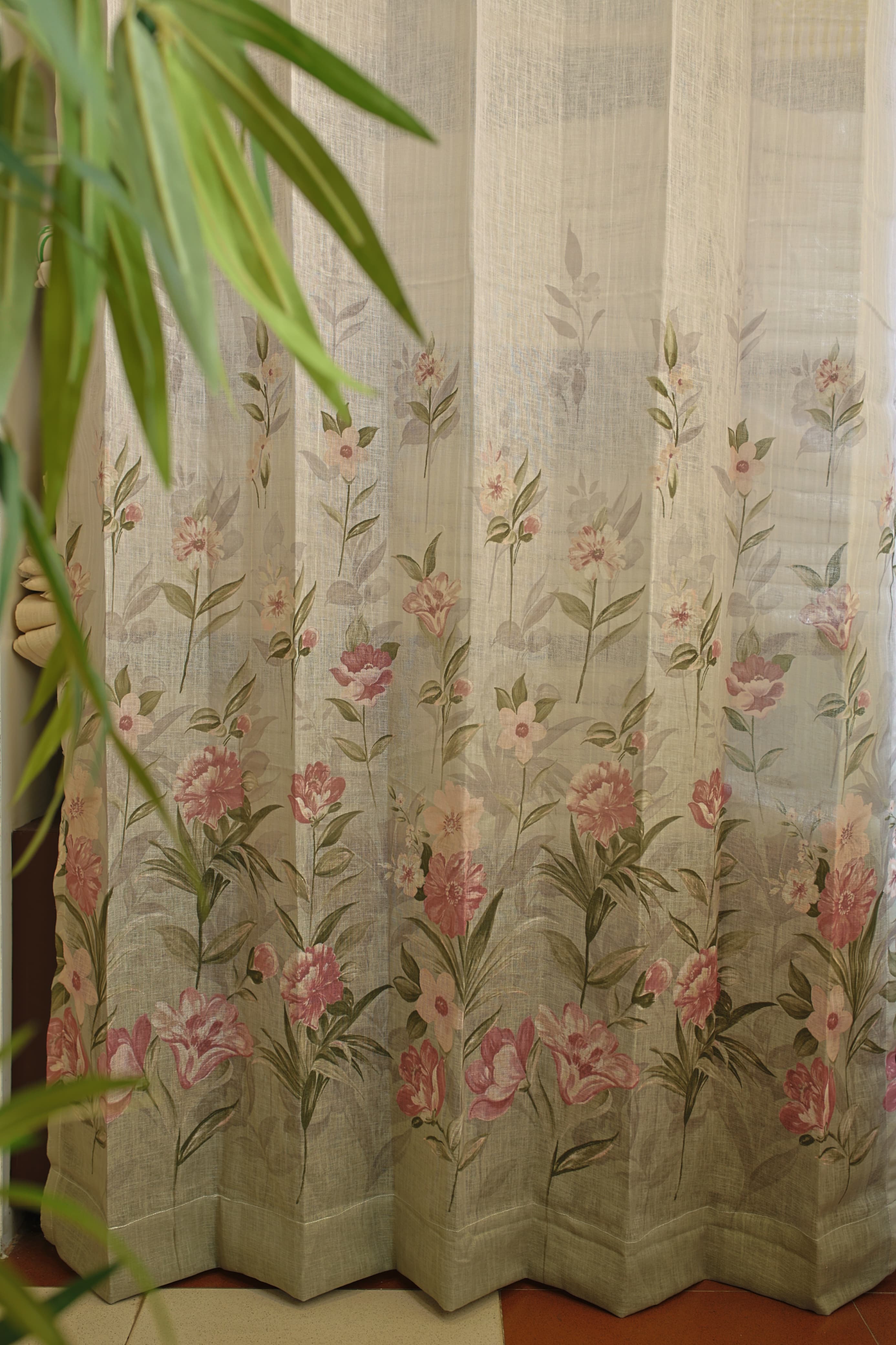 Curtains:English floral printed curtains(sheer and opaque)