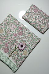 Bedsheets - King percale cotton handblock white lily  bedsheets
