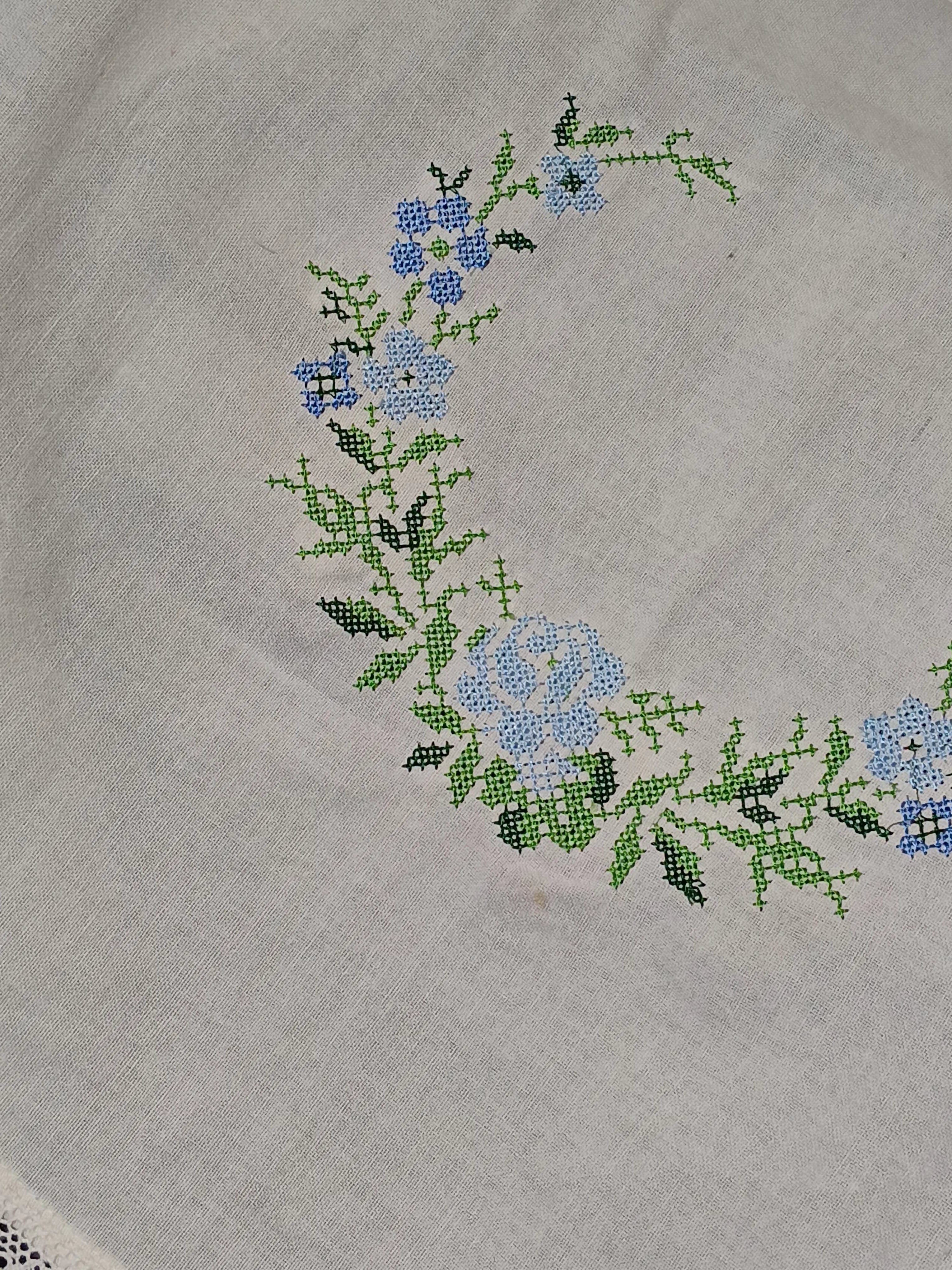 Floral Cross Stitch Embroidered Sofa Back / chair back Cover Set 3+1+1