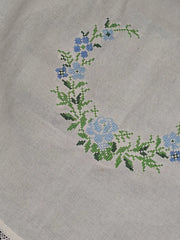 Floral Cross Stitch Embroidered Sofa Back / chair back Cover Set 3+1+1
