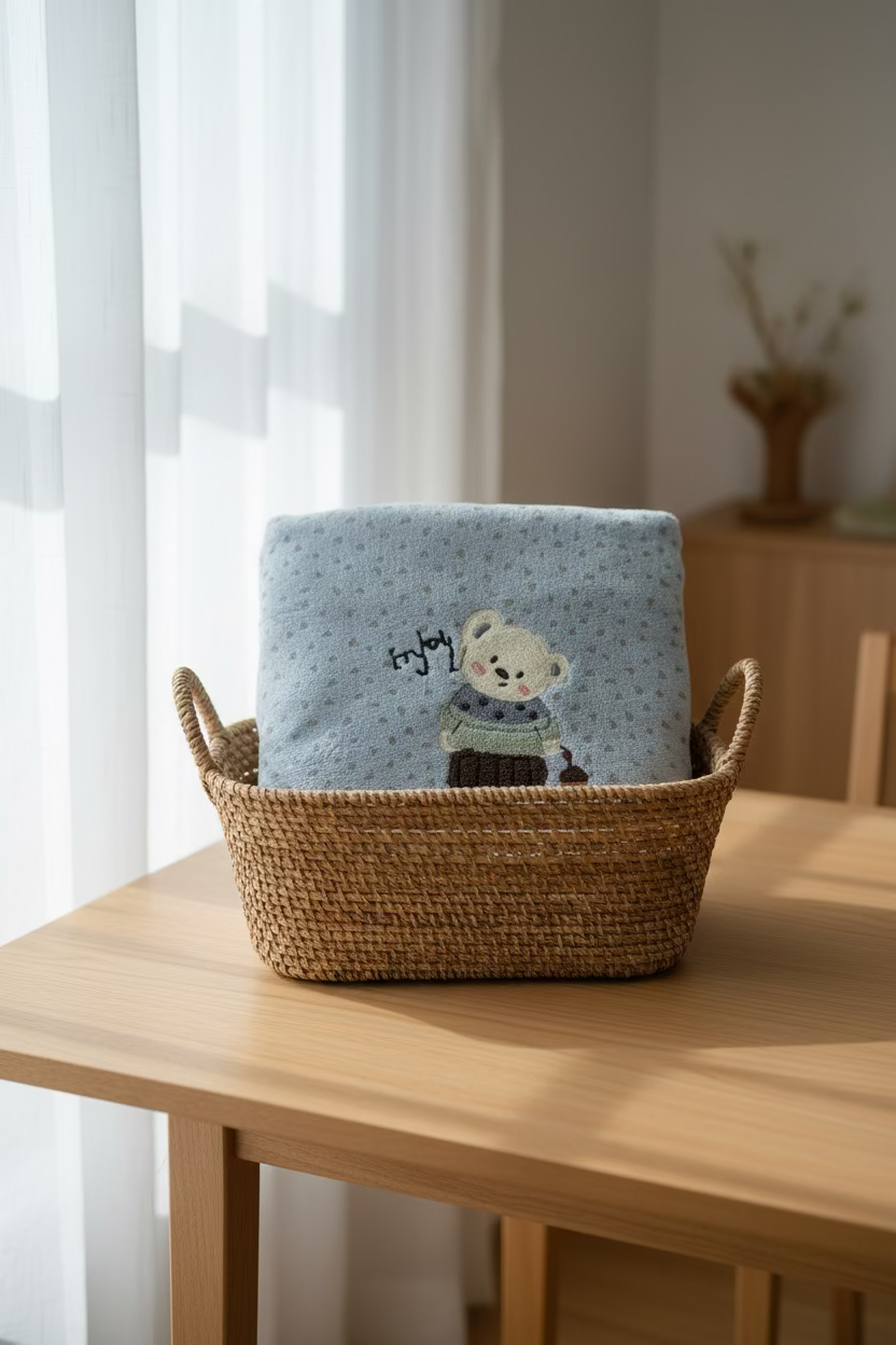 Towels - Cute Embroidery Kids bath towel