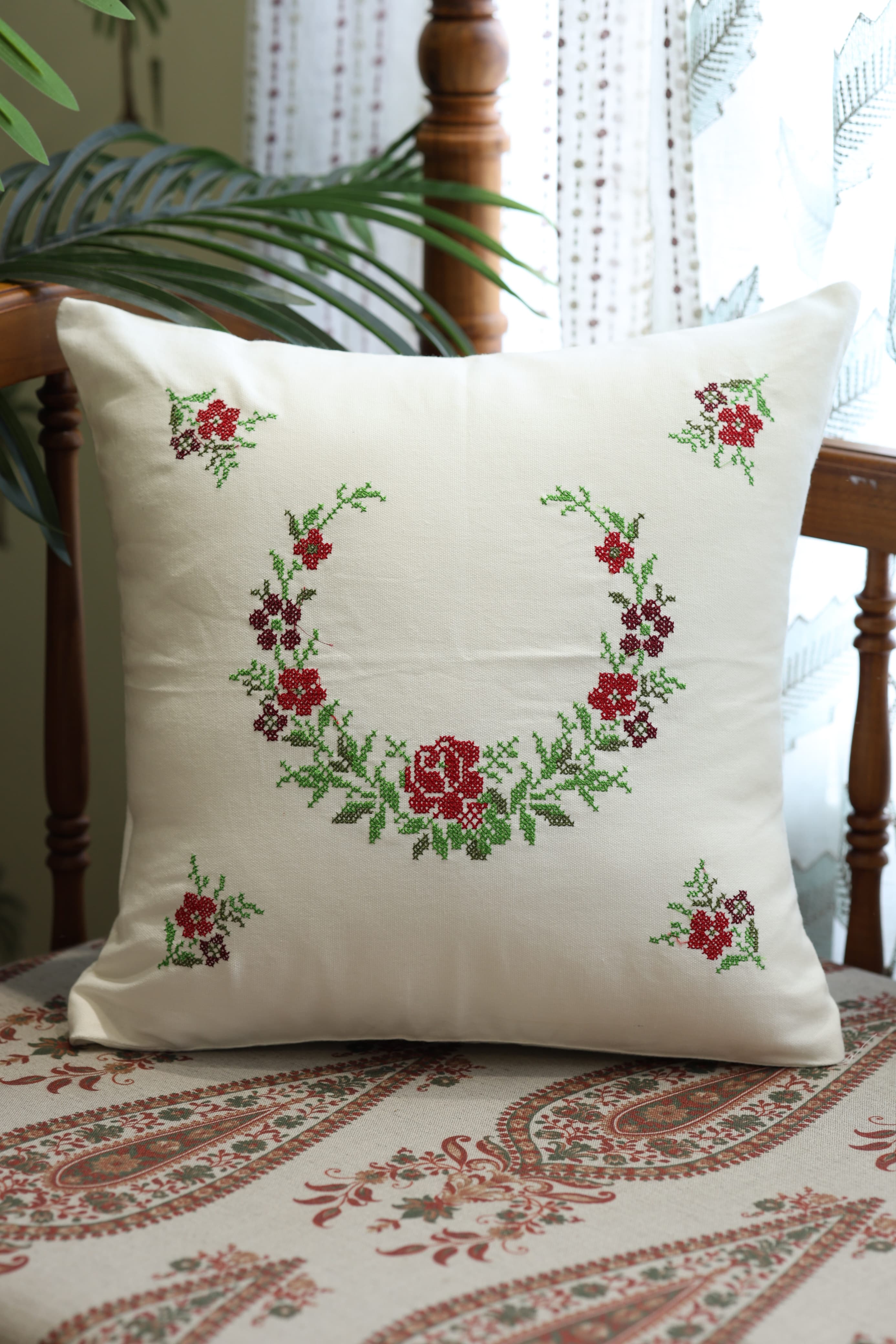 Cushion covers - 16*16 inches cross stitch embroidery