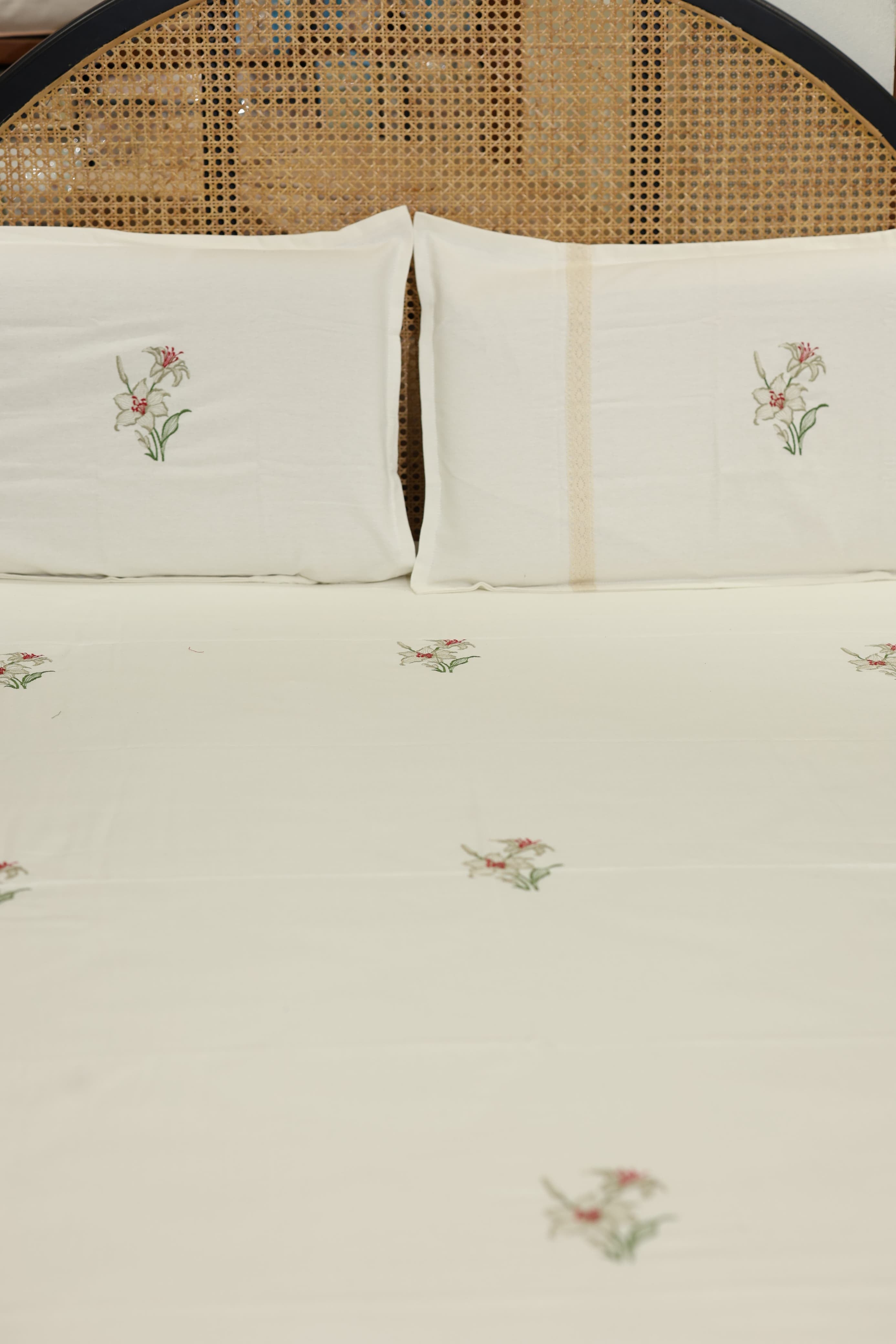 Floral Embroidery Cotton King Bedsheet Set – 108x108 Inch