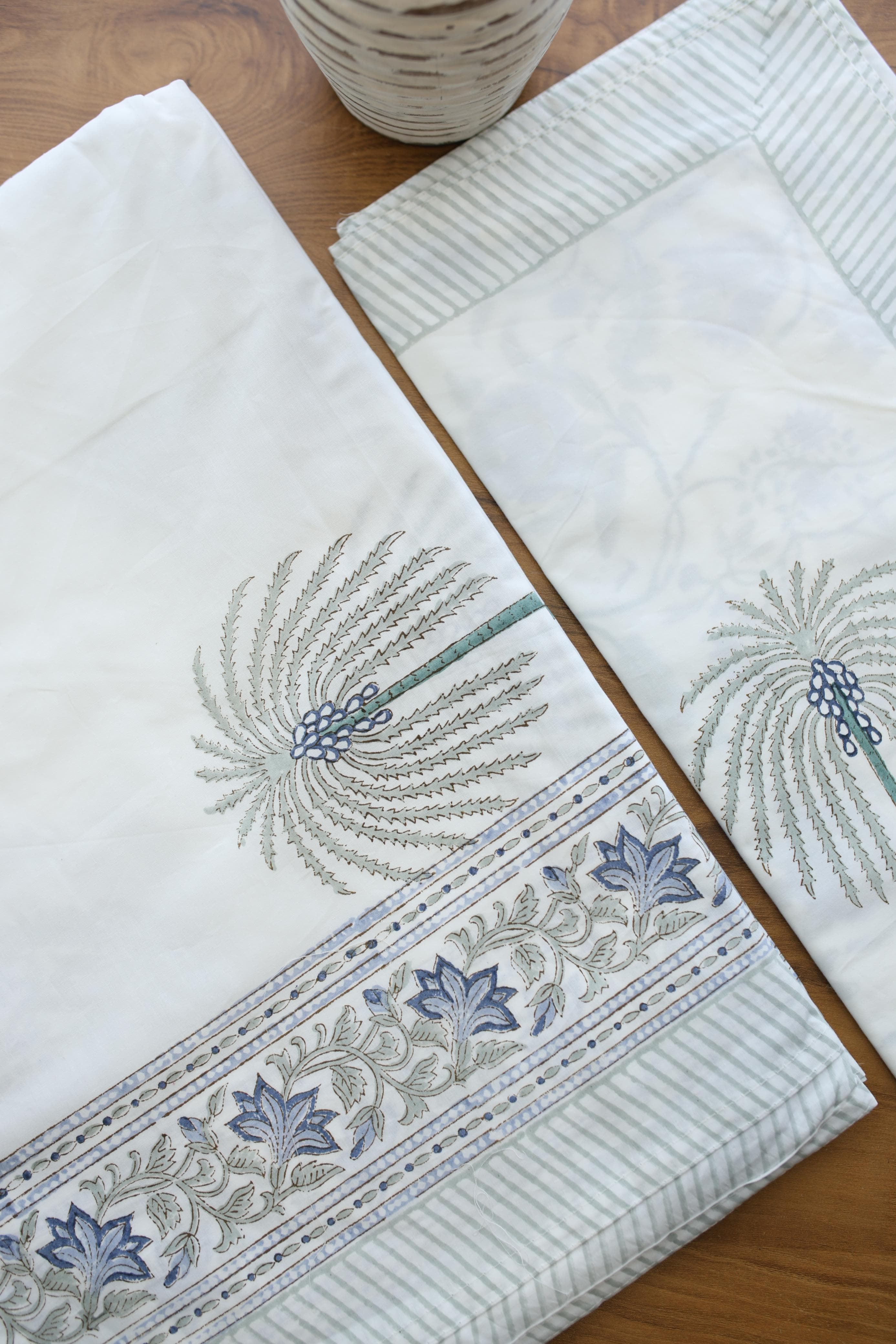 Bedsheets - Premium  King white lily percale cotton bedsheets