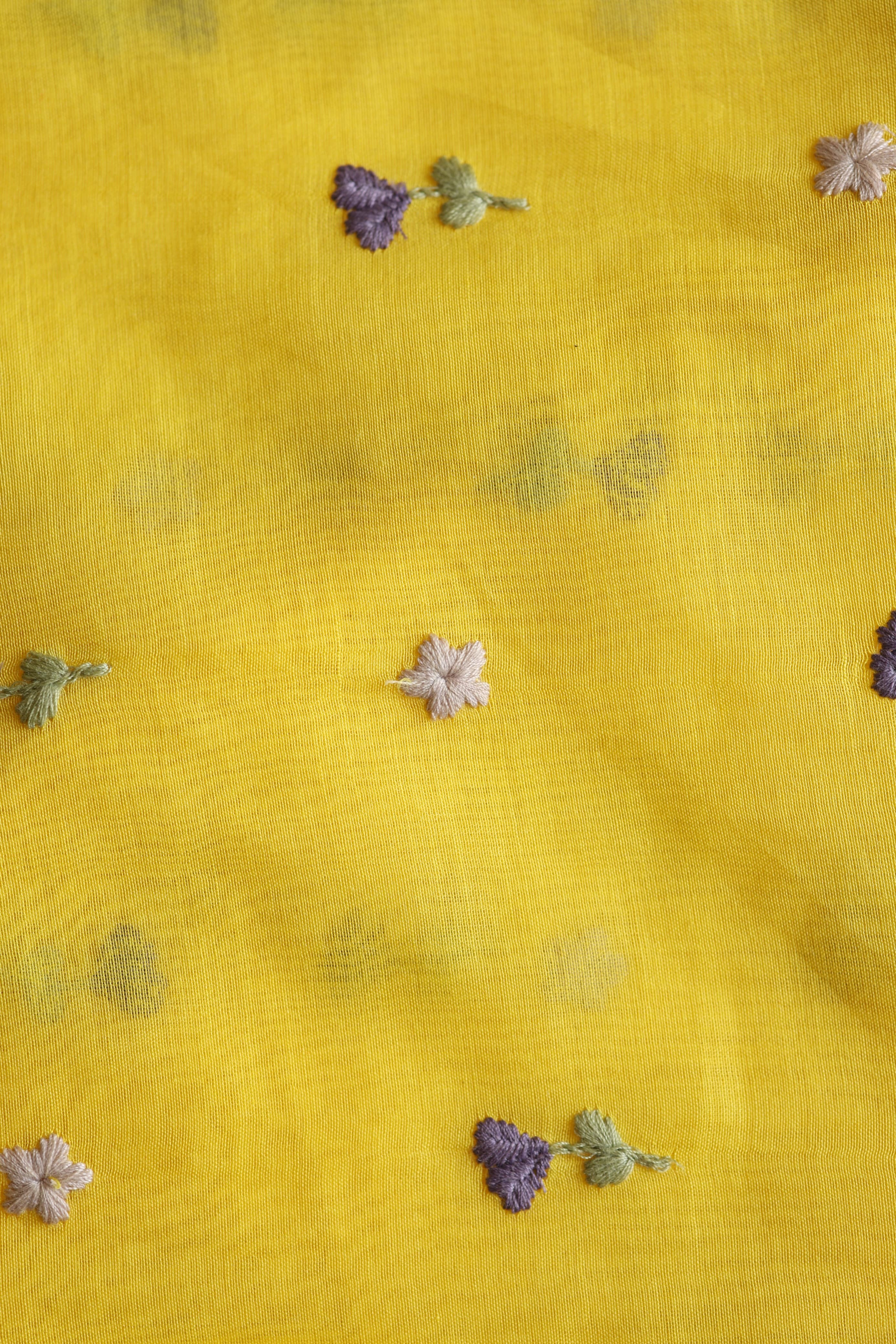Fabrics - Chanderi embroidery kurti fabric