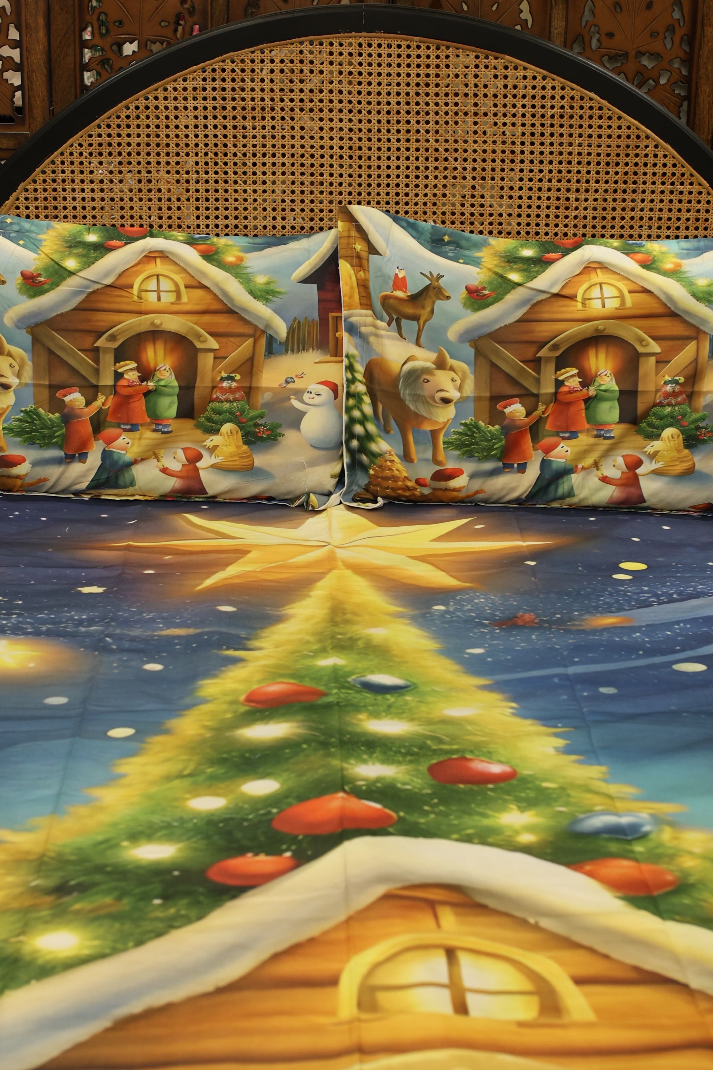 Christmas 7D Panel Print King Size Bedsheet Set - Xmas edition