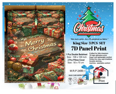 King size 7D Panel Print Bedsheet Set Xmas Edition
