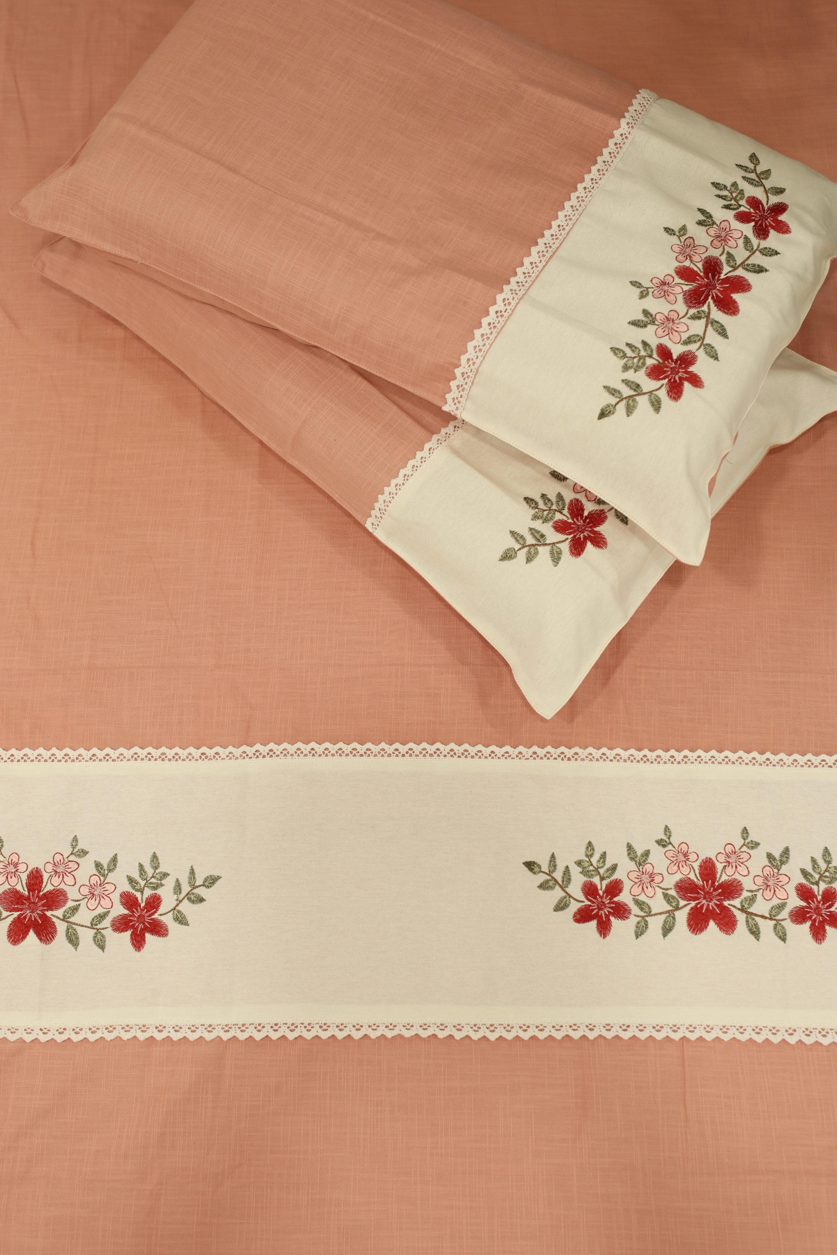 Bedsheets - King premium machine embroidery bedsheets lace bedsheets