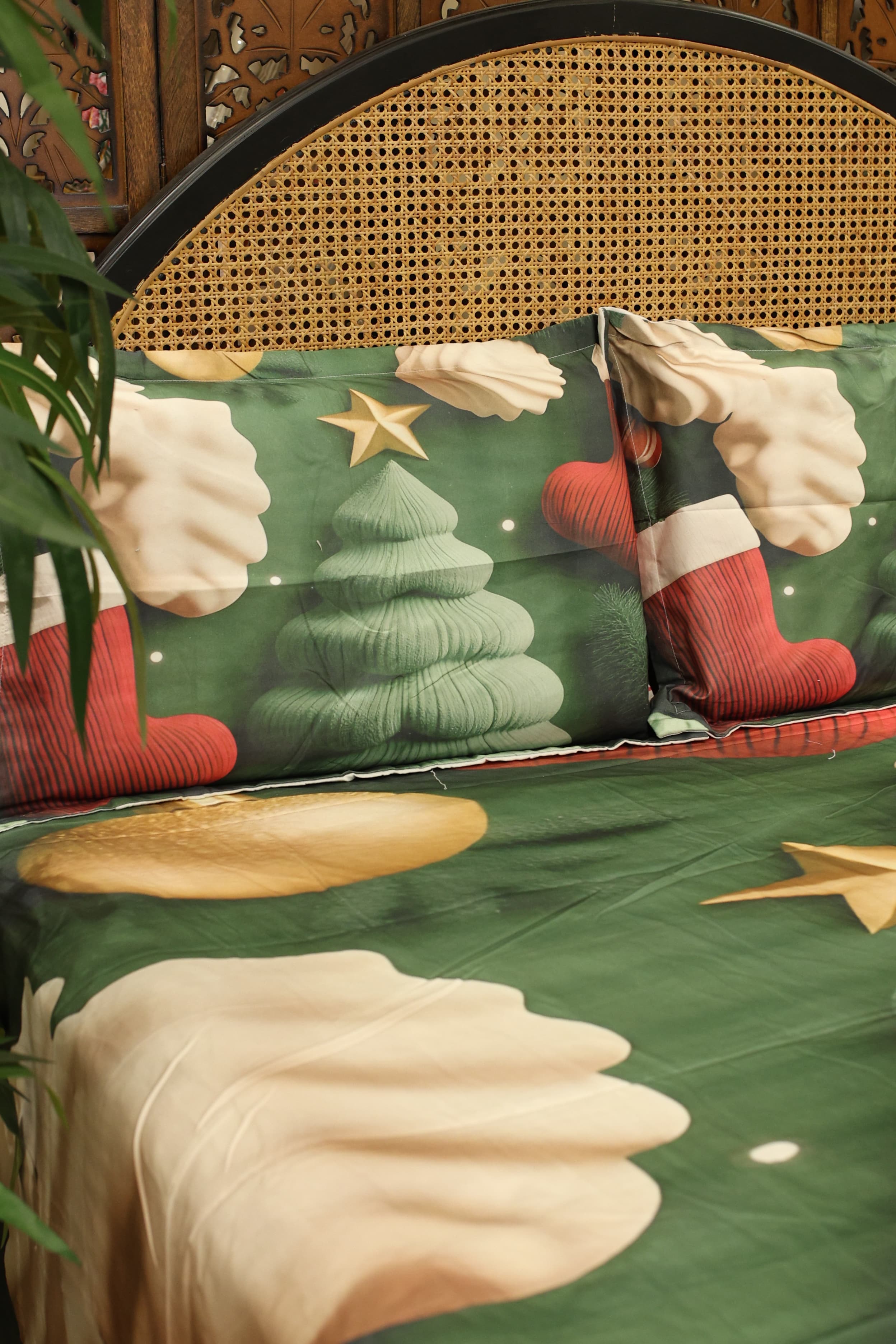 Christmas 7D Panel Print King Size Bedsheet Set - Xmas edition