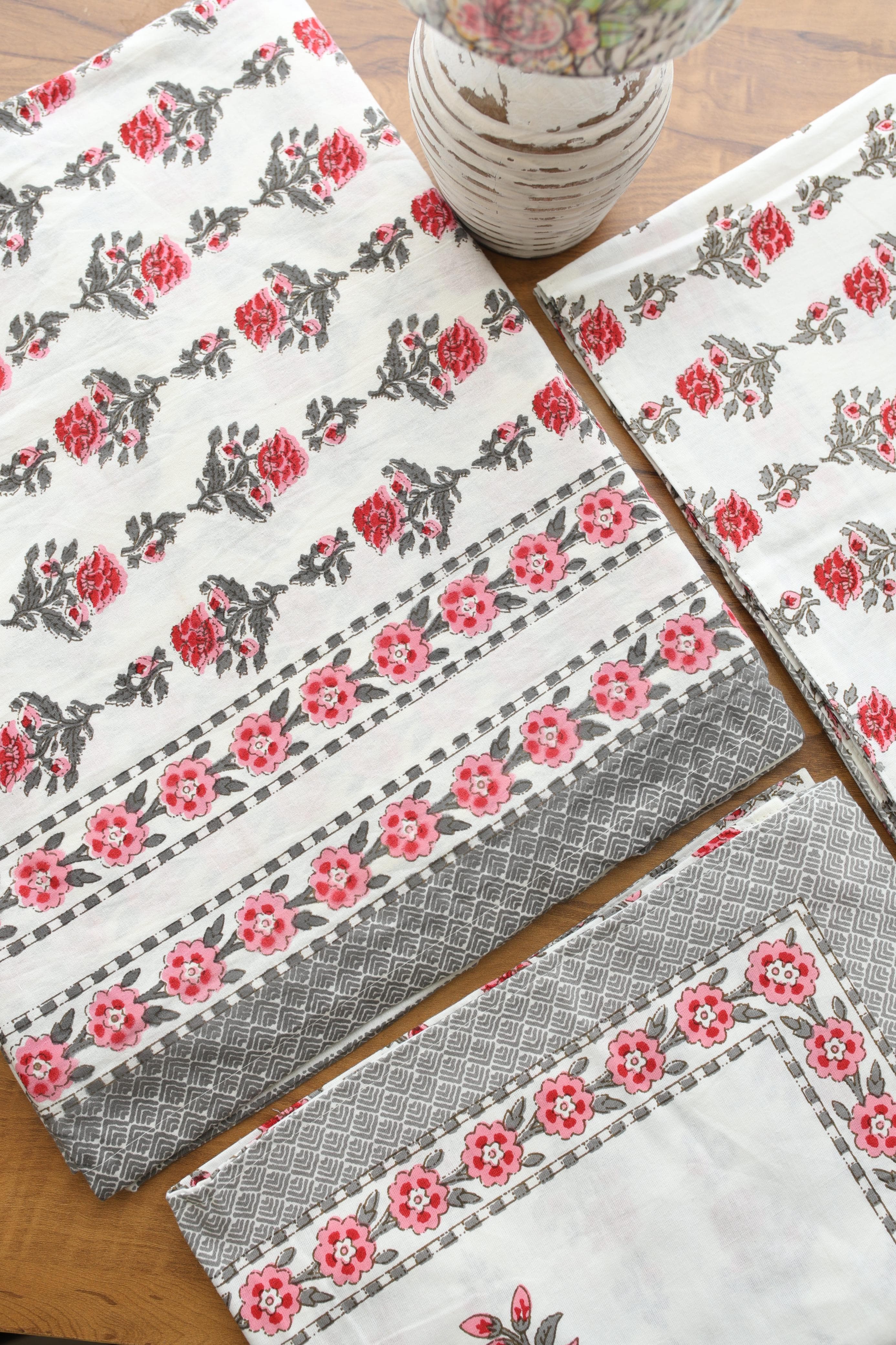 Bedsheets - King handblock veg print bedsheets