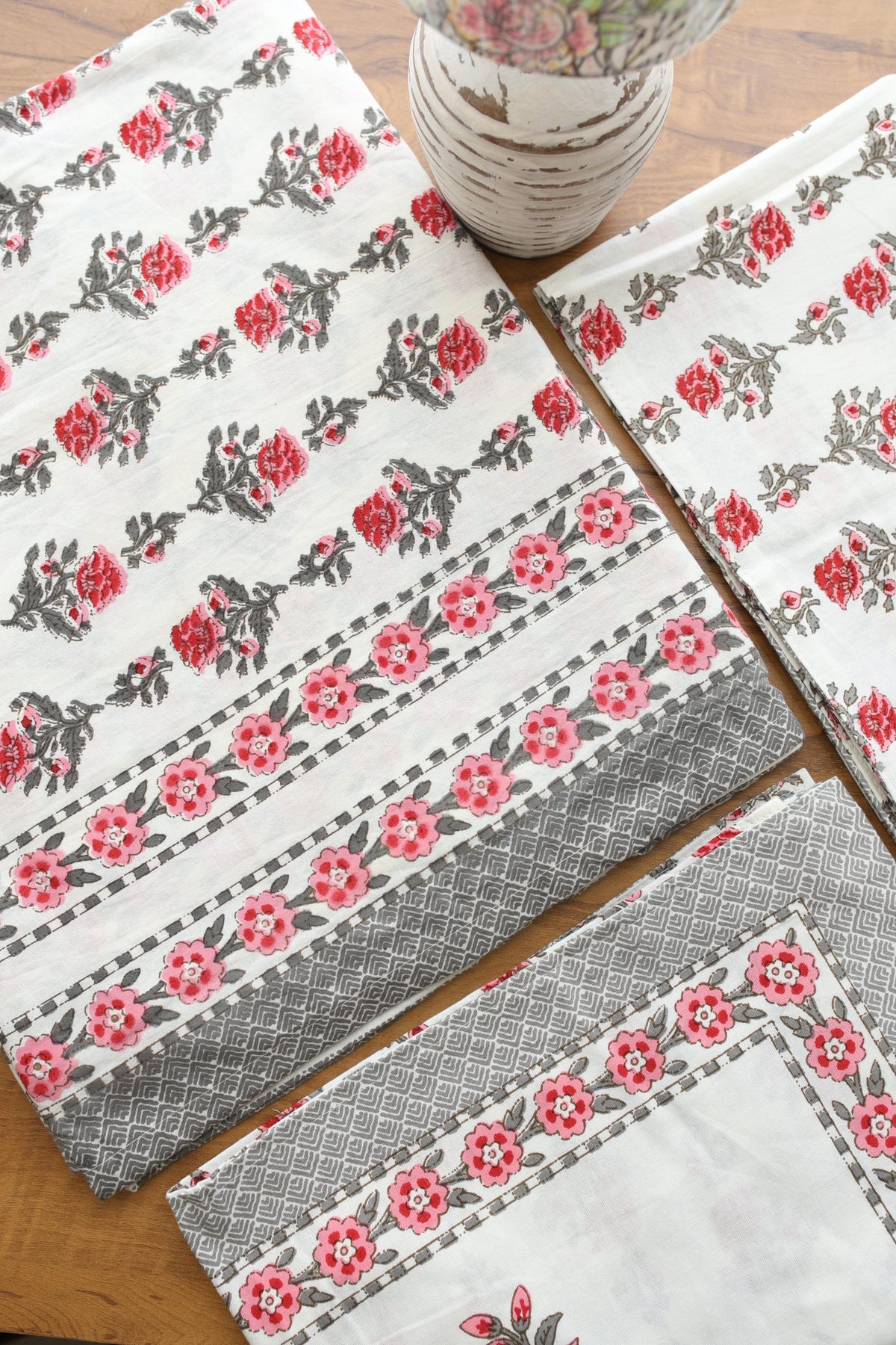 Bedsheets - King handblock veg print bedsheets