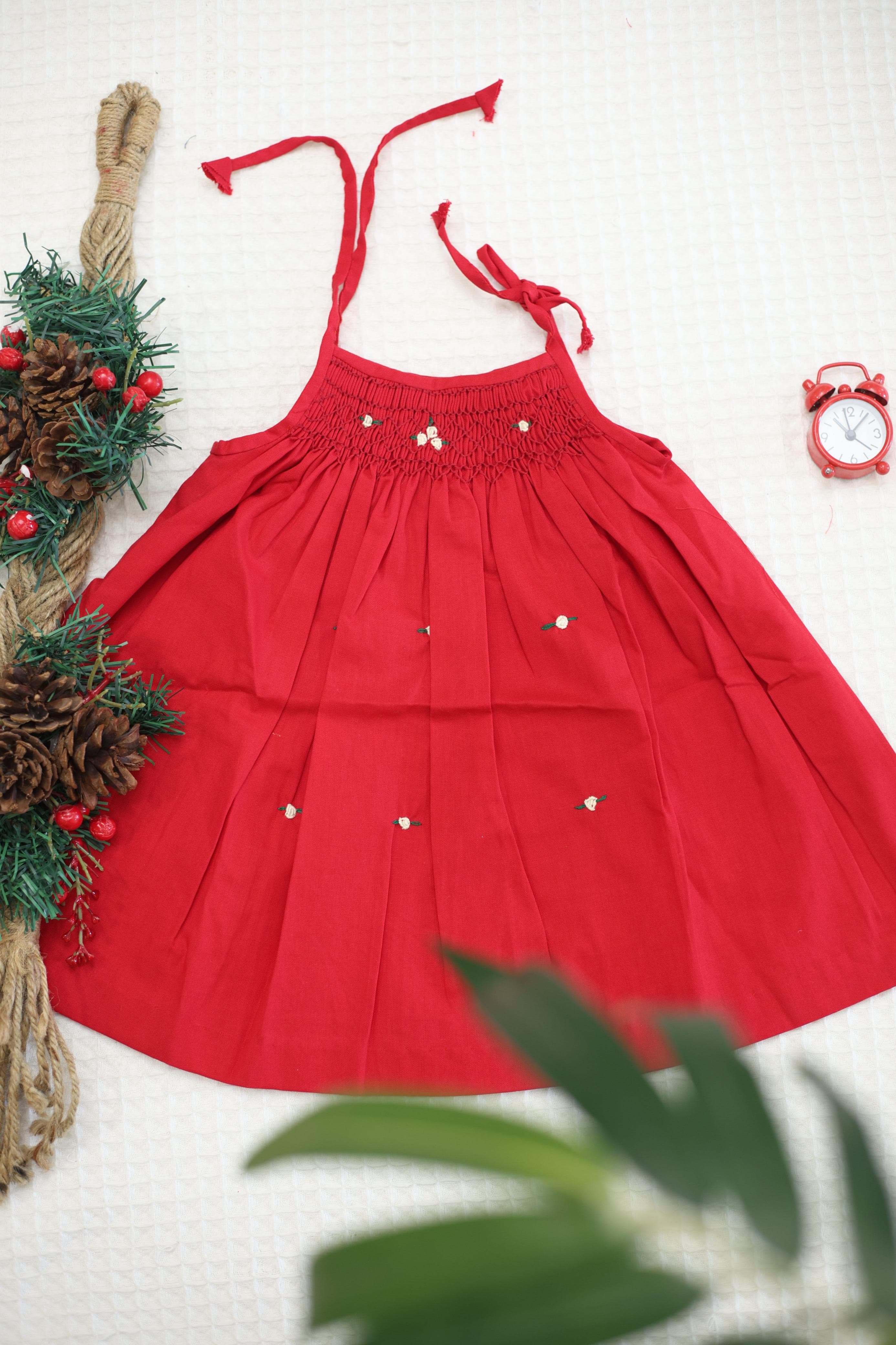 Kids smocked dress 6-10 months Xmas