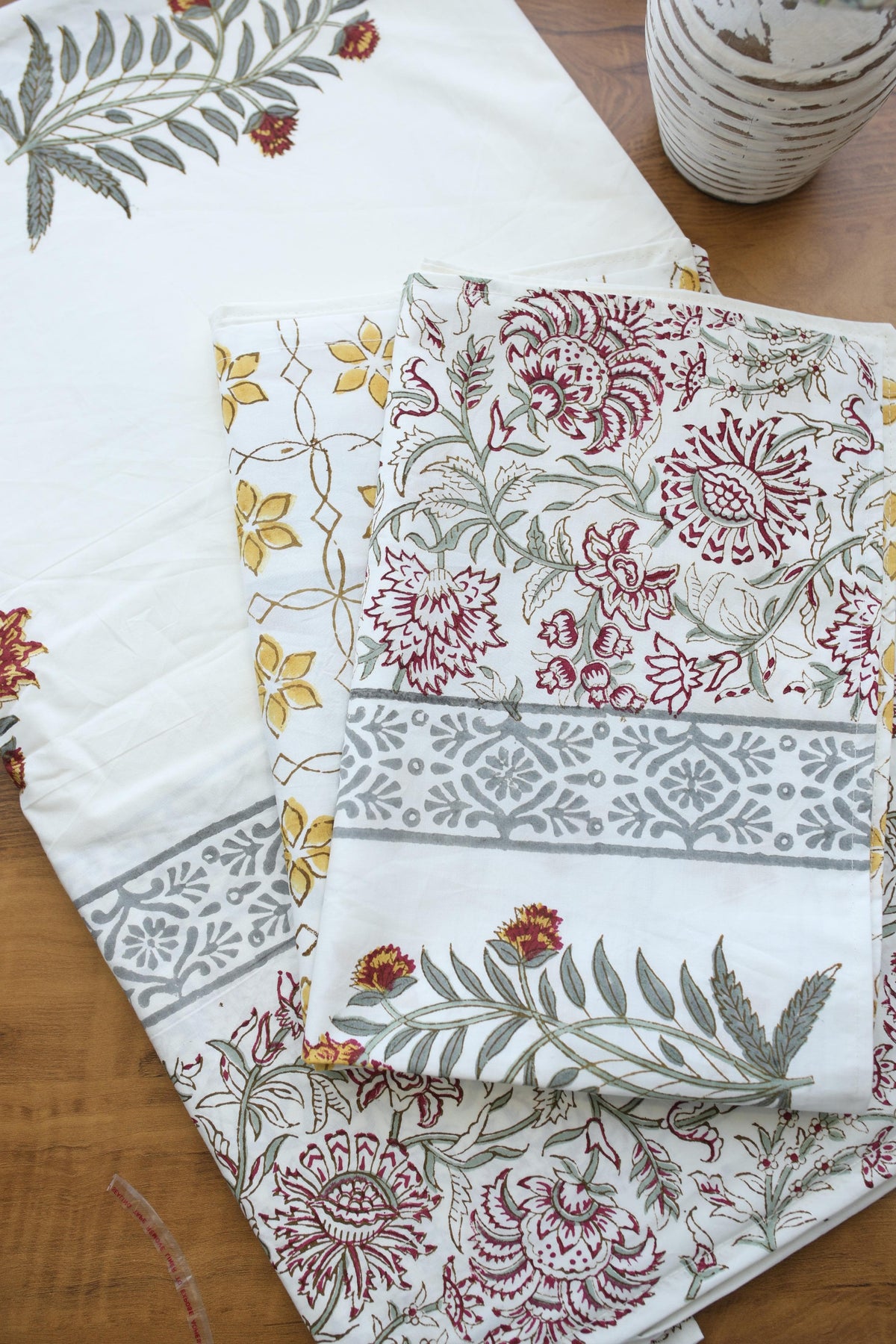 Bedsheets - King percale cotton handblock soft lily  bedsheets