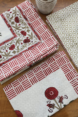 Bedsheets - King percale cotton handblock soft lily  bedsheets