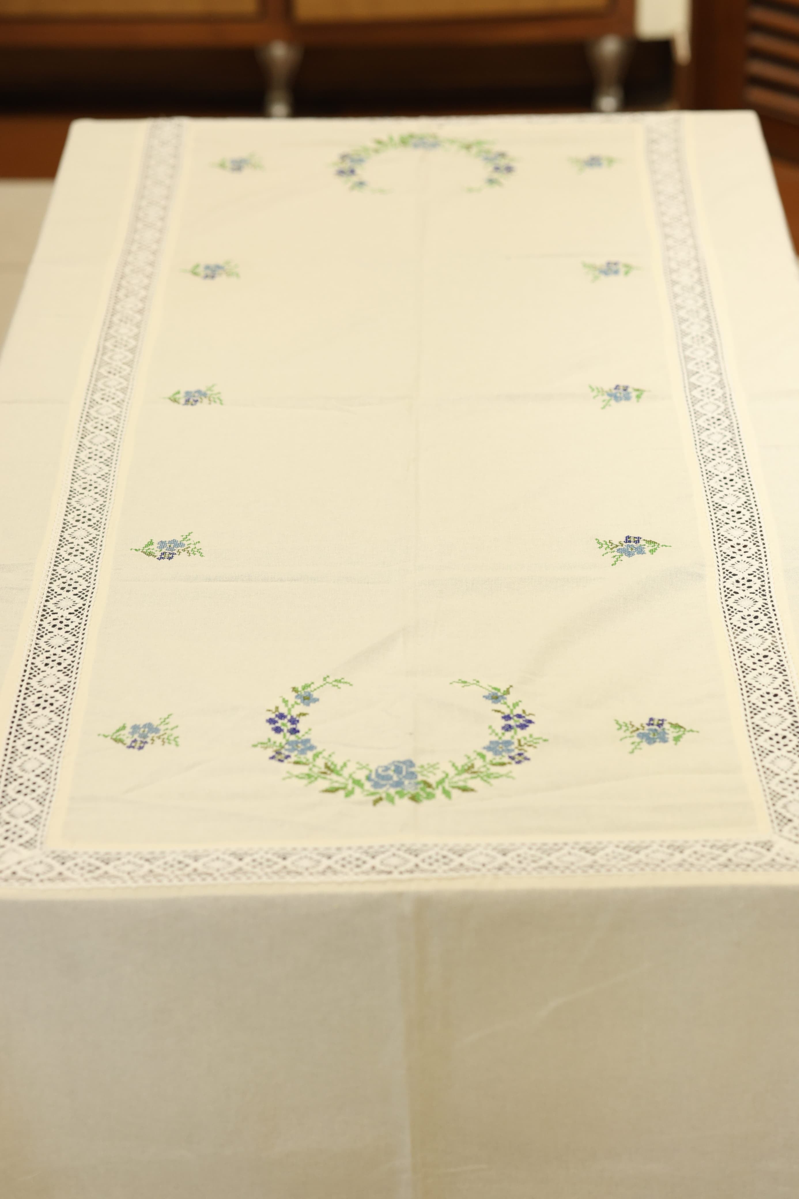 Table cloths-8 seater cross stitch embroidered