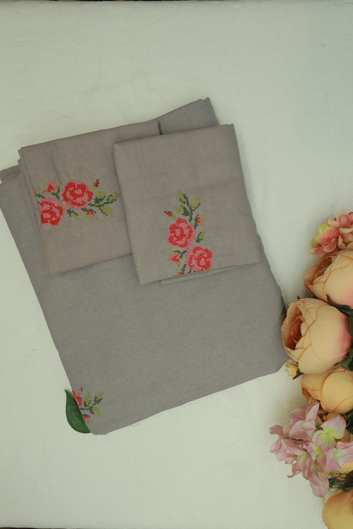 Bedsheets - King cross stitch embroidered bedsheets