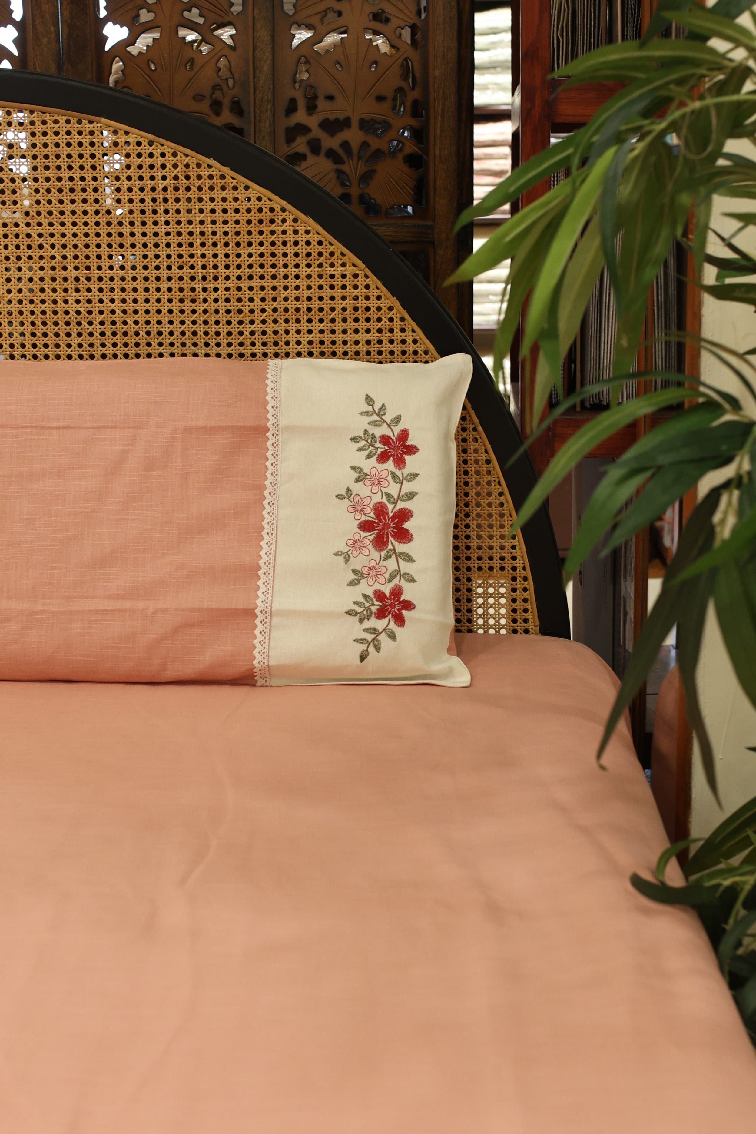 Bedsheets - King premium machine embroidery bedsheets lace bedsheets