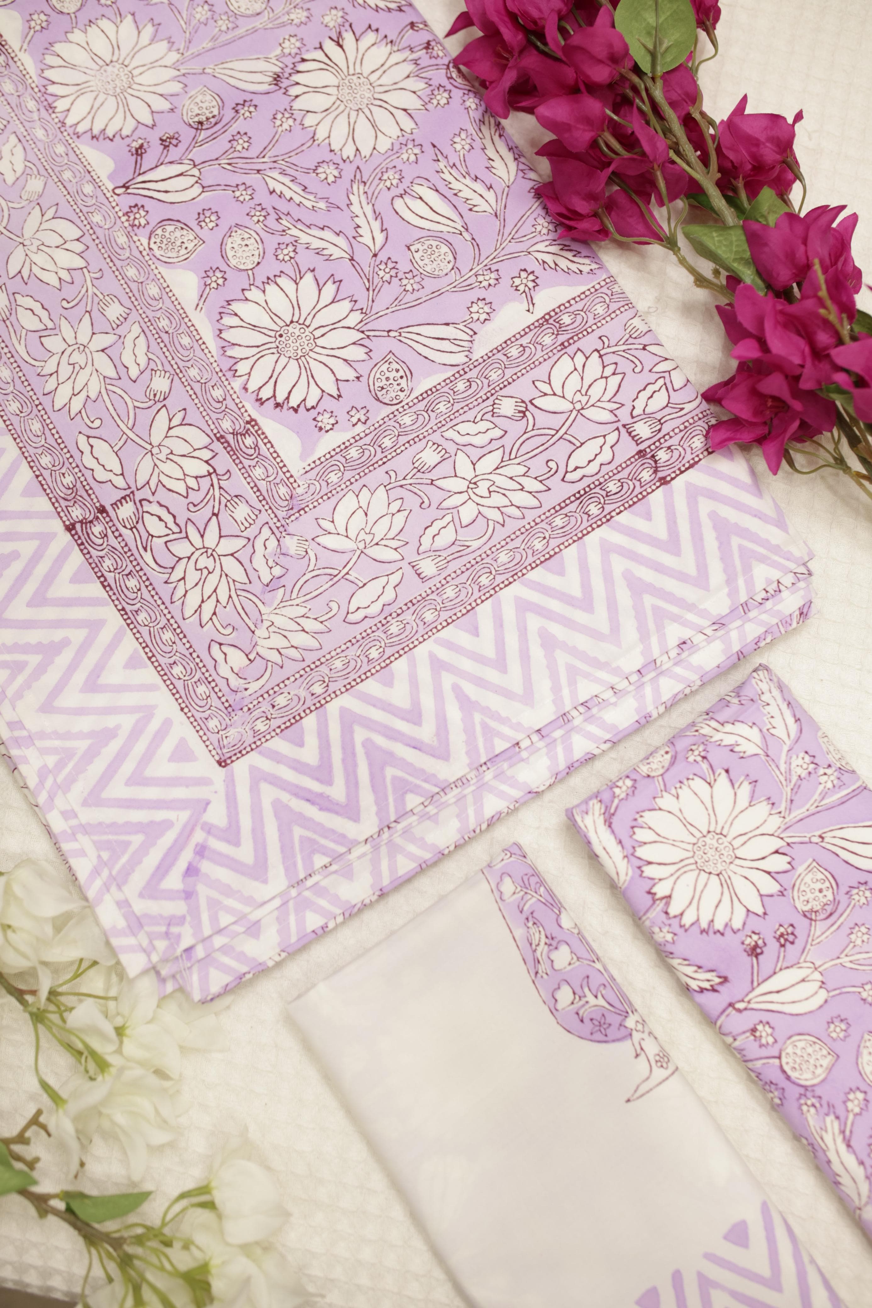 Bedsheets - King Percale cotton handblock bedsheets