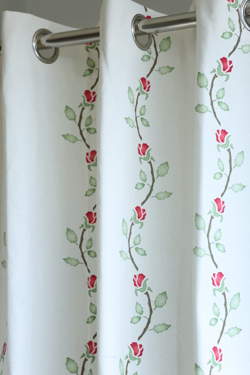 Curtains - Rose Vine Printed Opaque Curtain