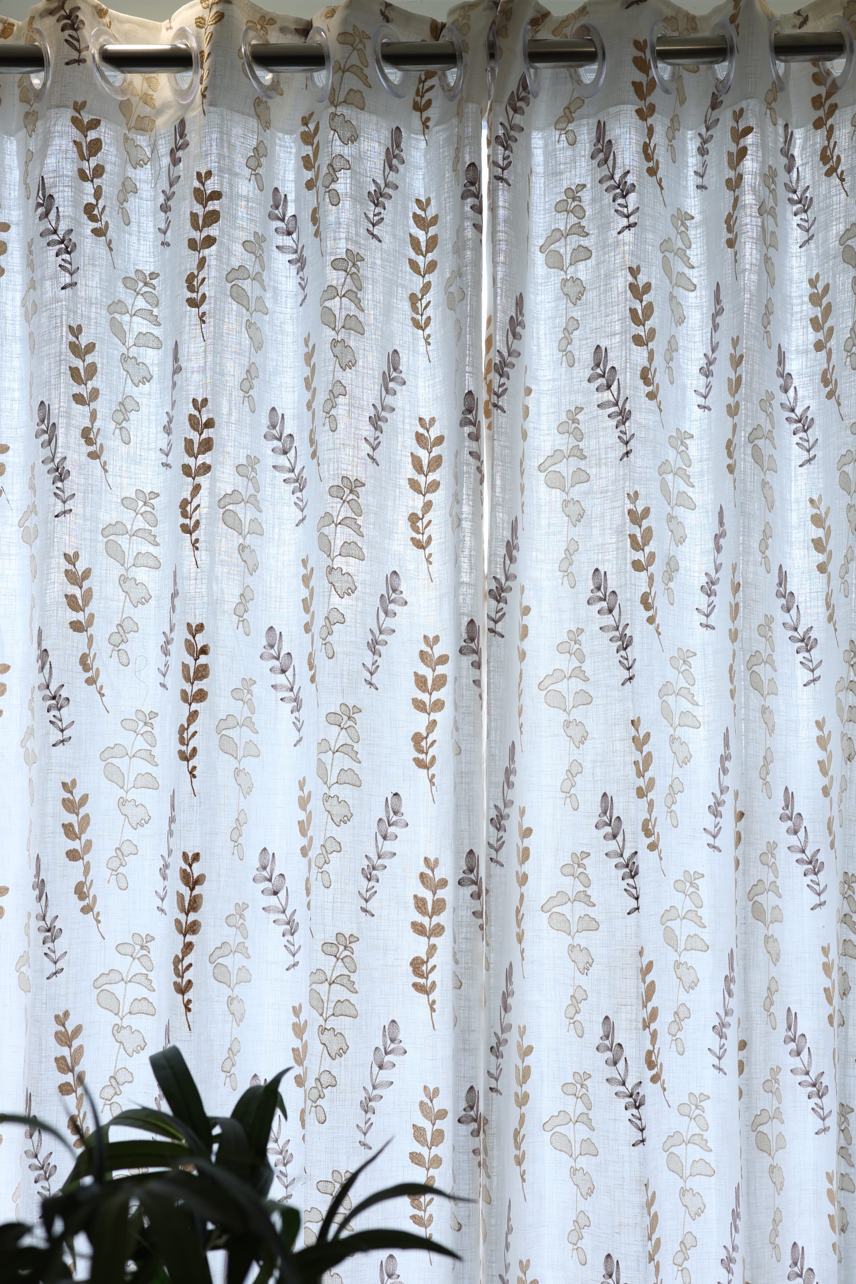 Curtains - Premium Embroidery sheer curtains cotton rainbow olivia semi transparent