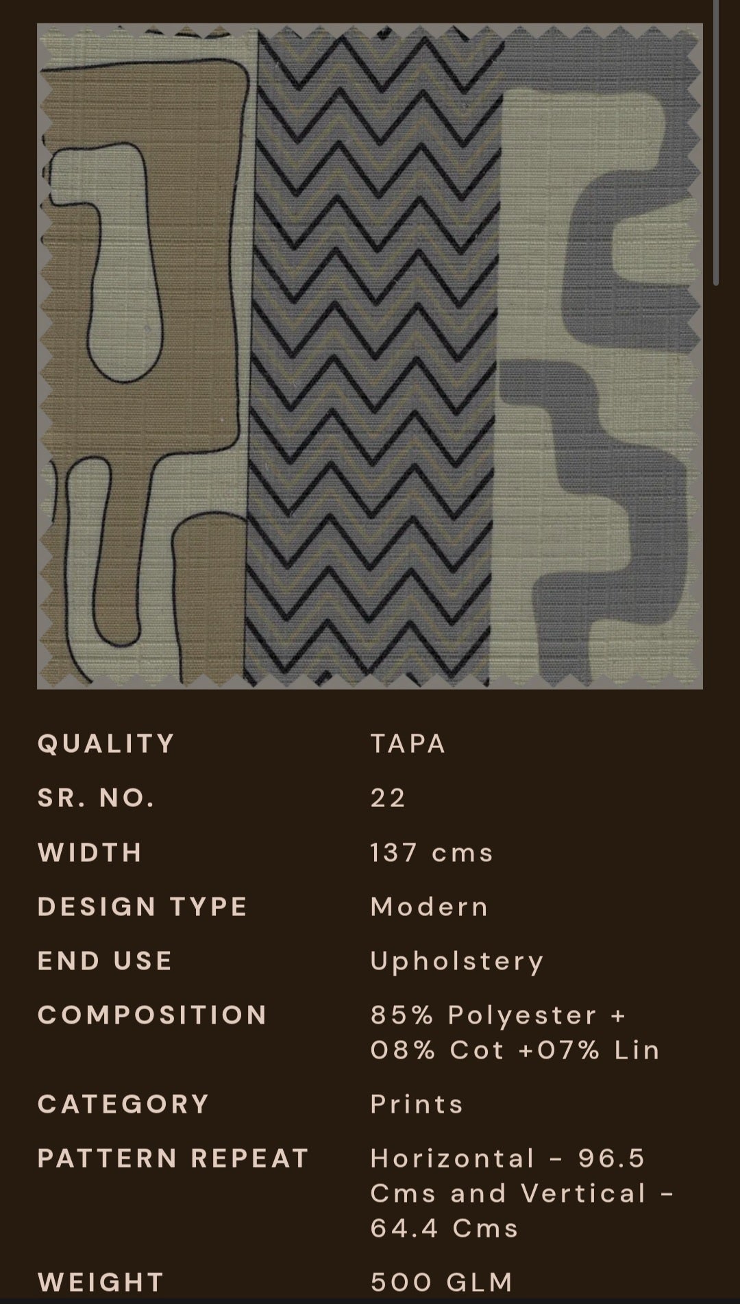 Upholstery fabrics -Tapa