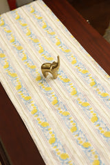 Onam Handblock Table Runner with Ruffled Edges - 4 seater