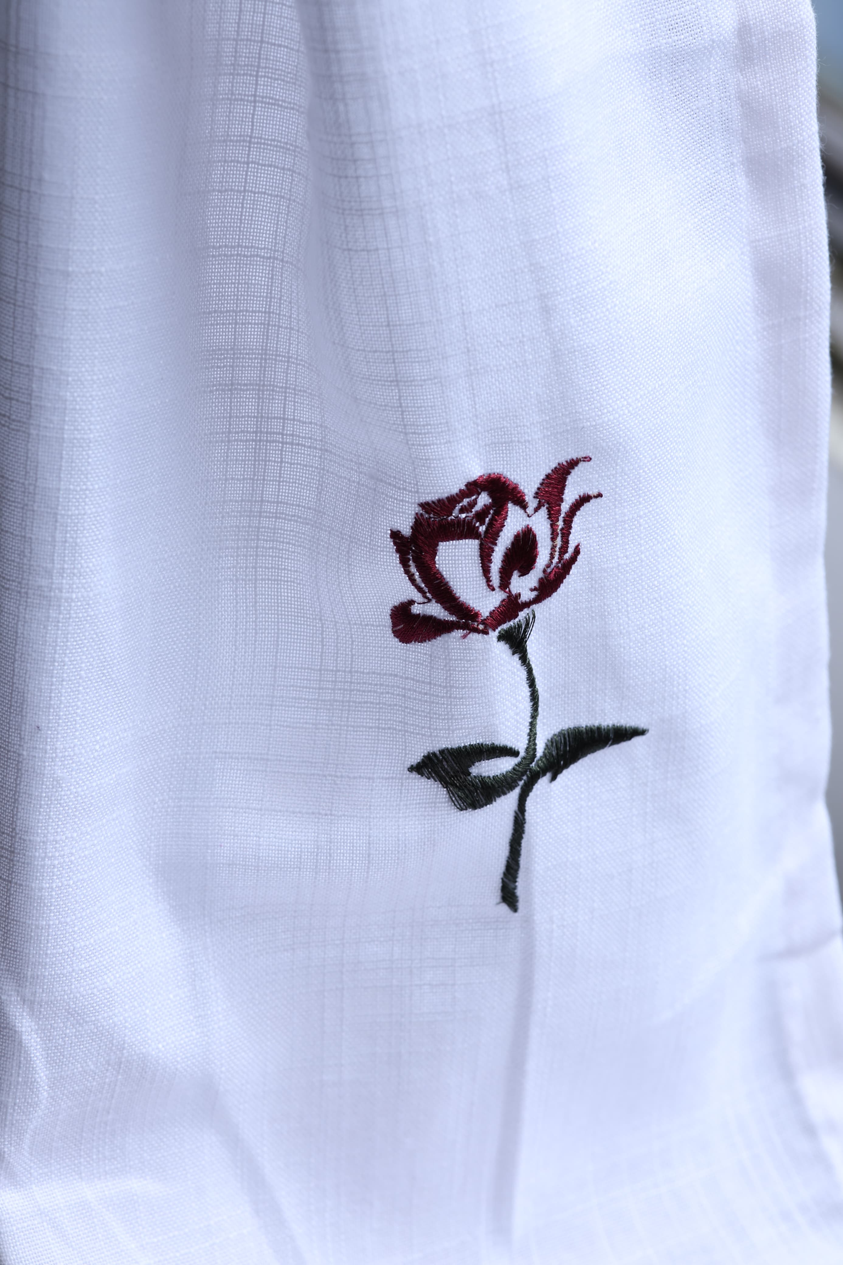 Curtains - Embroidery Semi transparent curtains LINEN Bud (pink base)