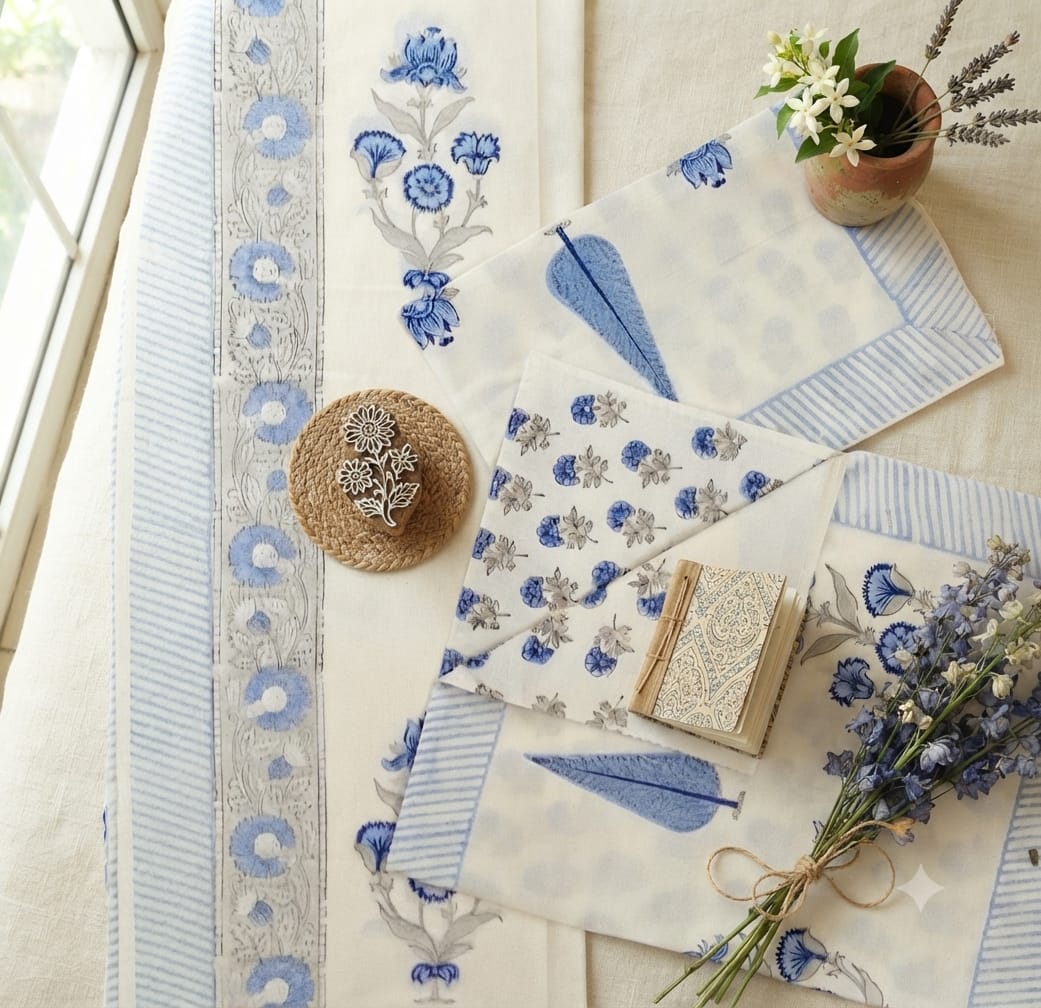 Bedsheets - King Percale cotton handblock bedsheets