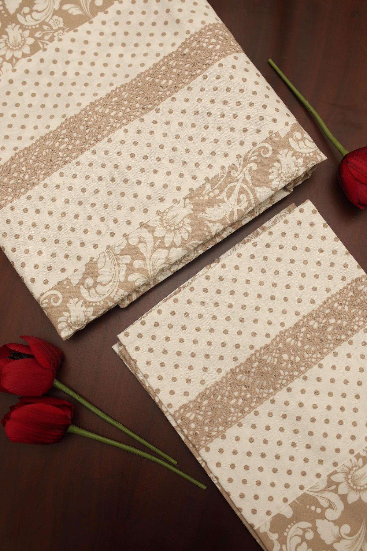 Bedsheets - Rotary Queen premium designer Printed lace bedsheet rotary