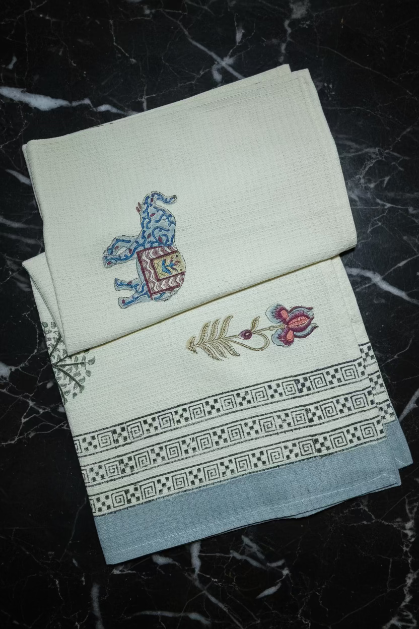 Handblock waffle towel