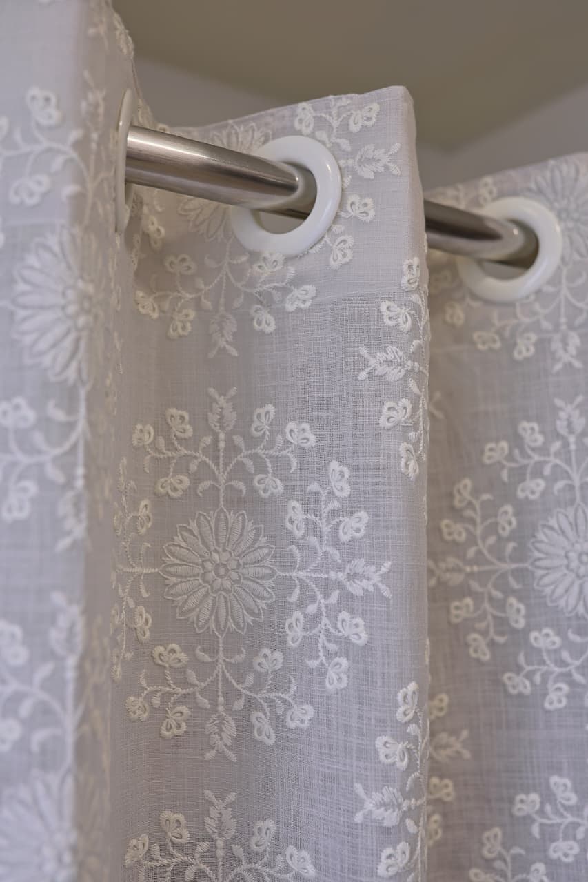 Curtains - Premium embroidery designer curtains semi Transparent/sheer vedic prebooking