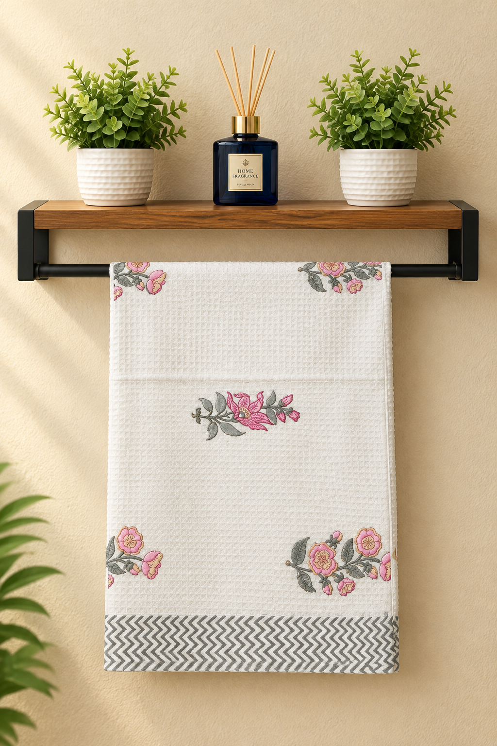 Towels - Waffle Handblock print Towel Set