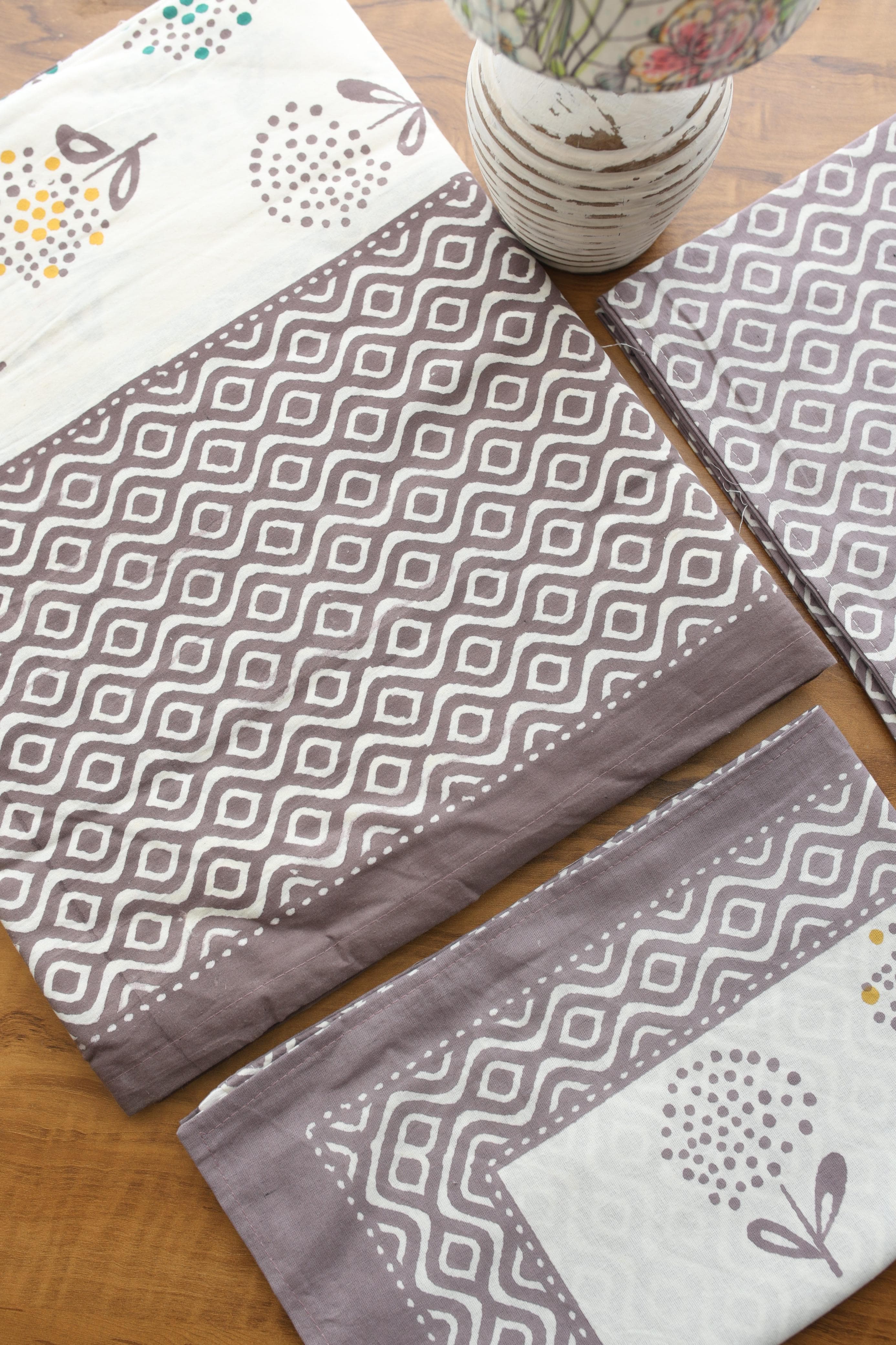 Bedsheets - King handblock veg print bedsheets