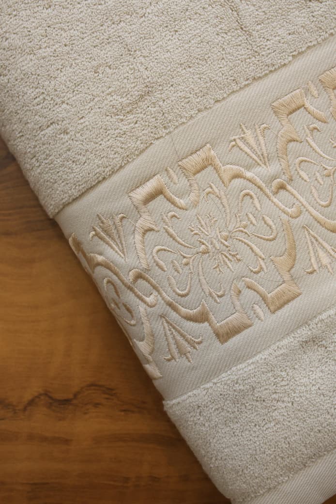 Premium Floral Embroidery  Bath Towel – Pastel